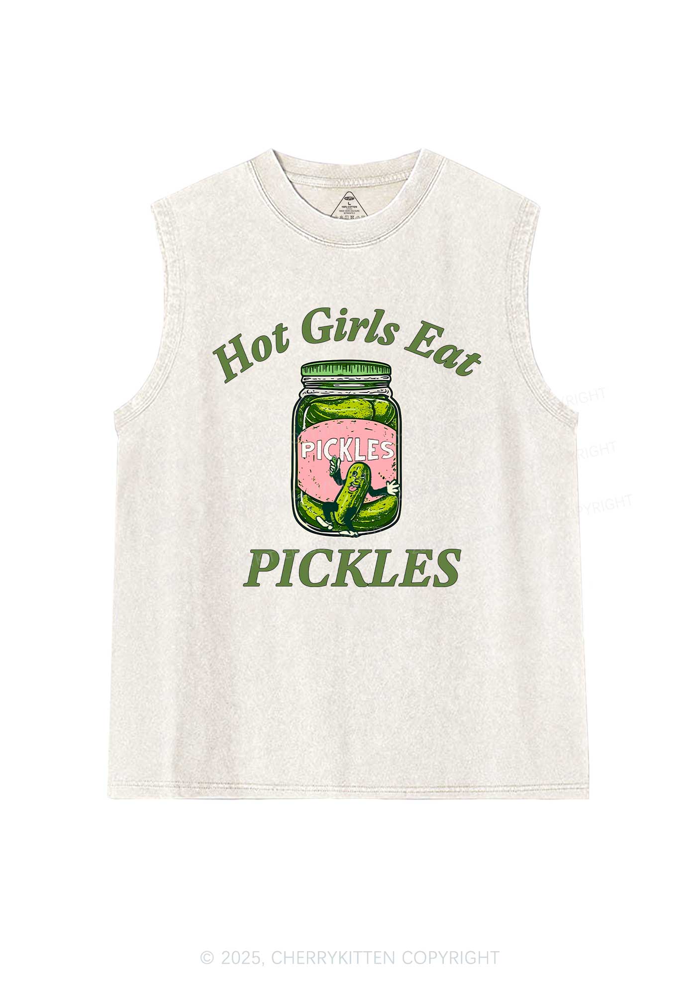 Hot Girls Eat Pickles Y2K Washed Muscle Tank Cherrykitten