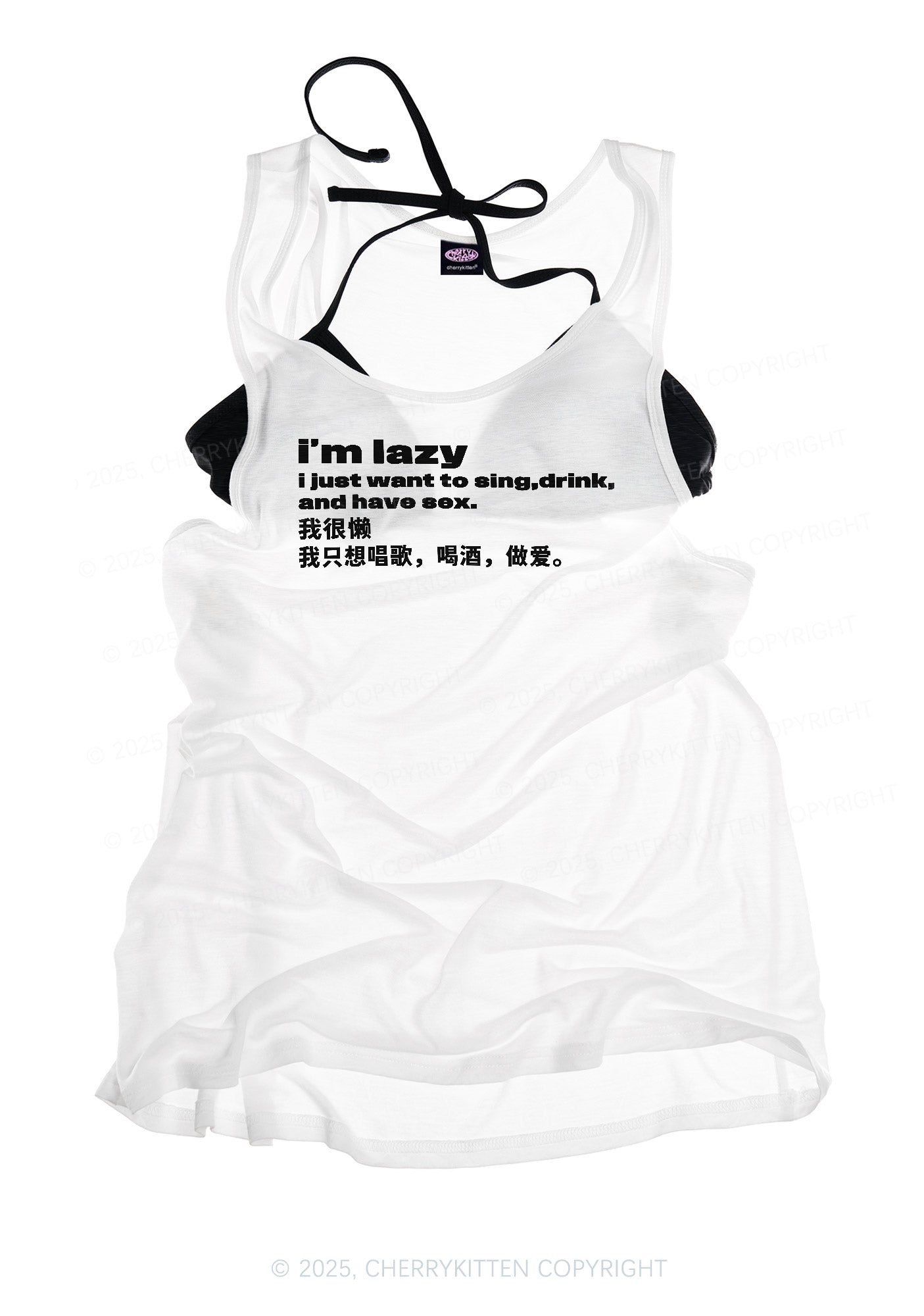 Im Lazy Y2K Sheer Boyfriend Tank Cherrykitten