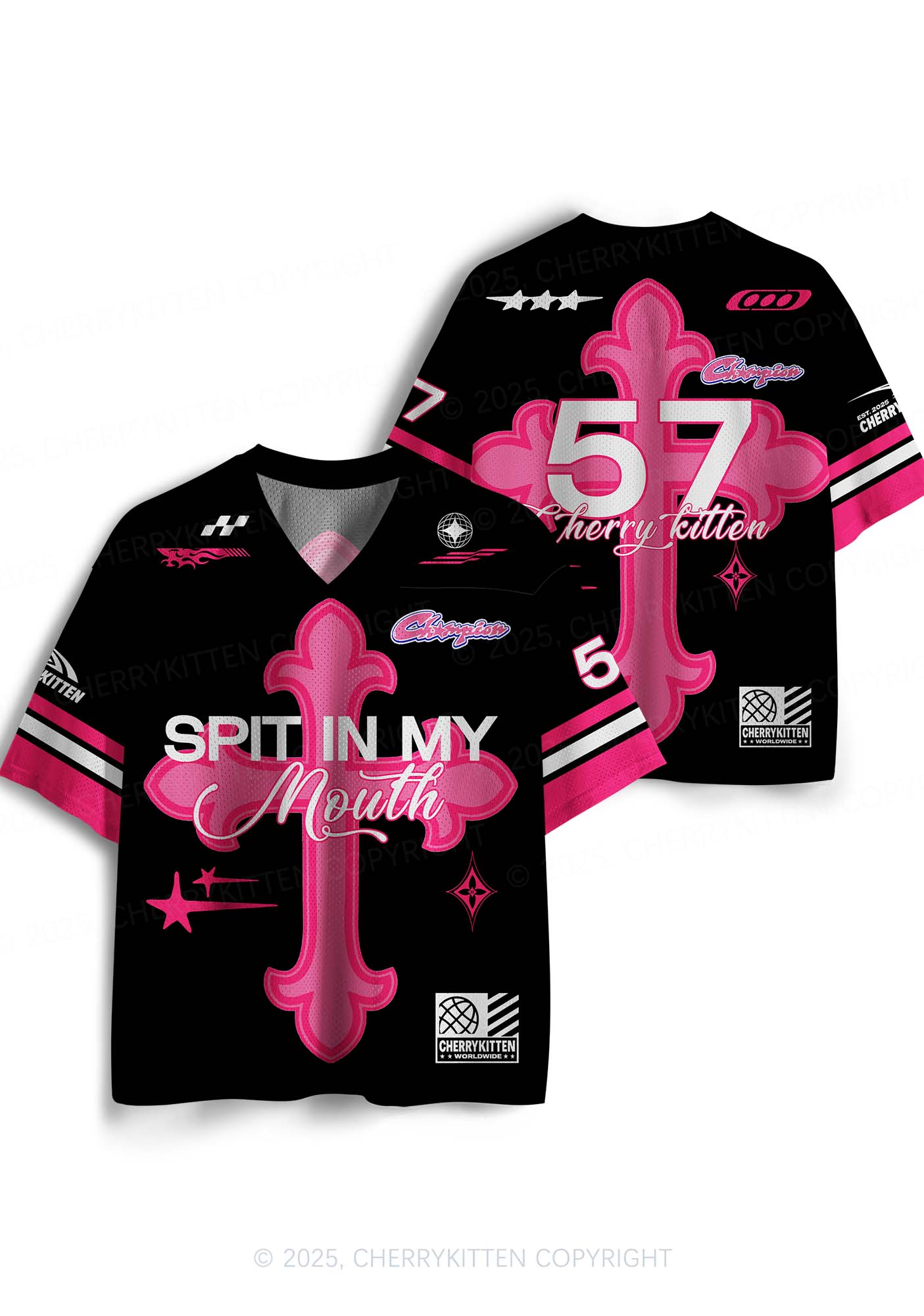 Custom Pink Cross Y2K Sport Jersey Shirts Cherrykitten