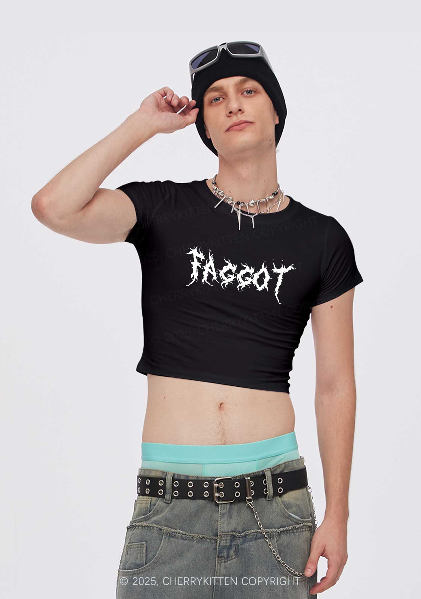 Punk Faggot Pride Y2K Baby Tee Cherrykitten