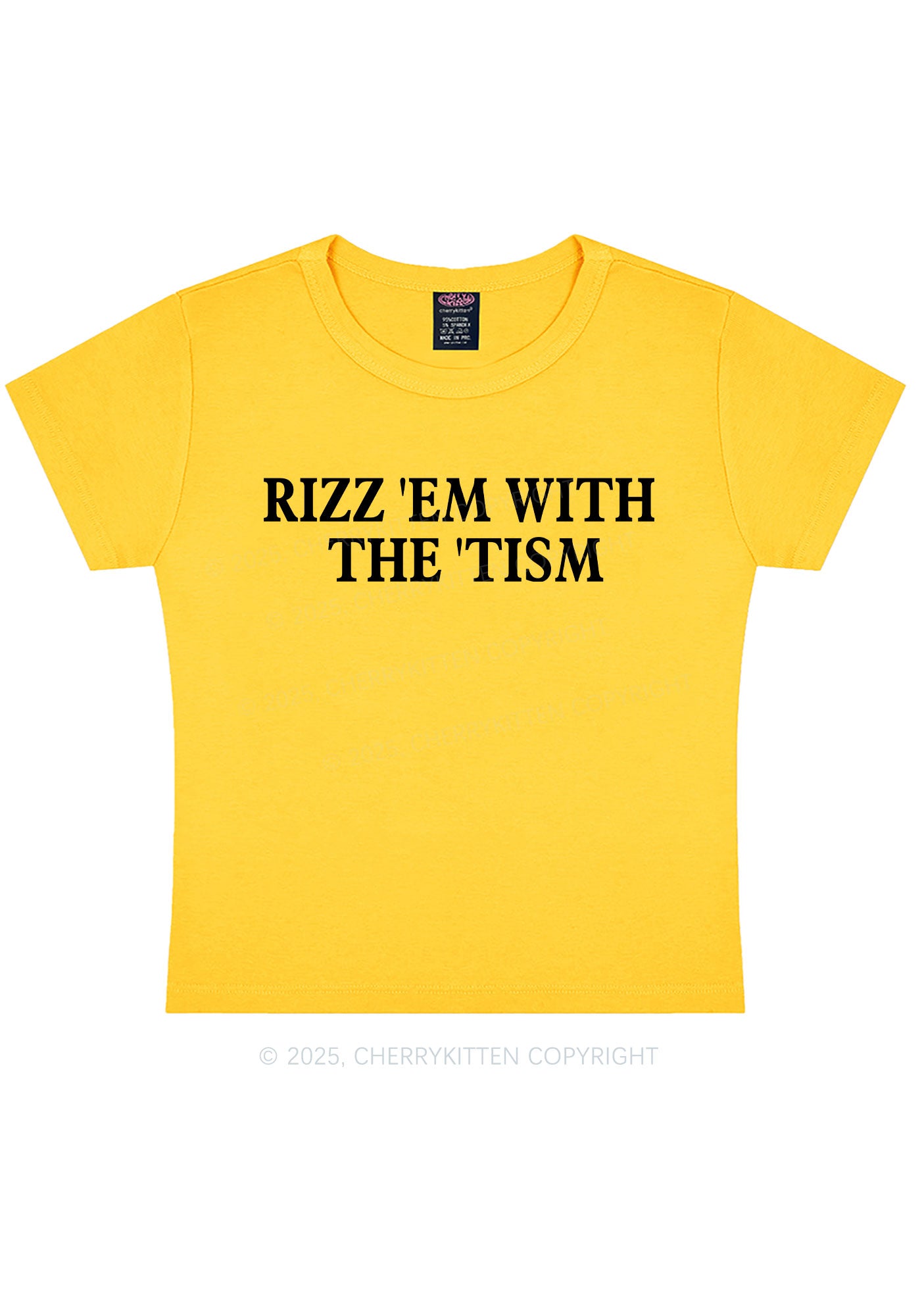 Rizz With Tism Y2K Baby Tee Cherrykitten