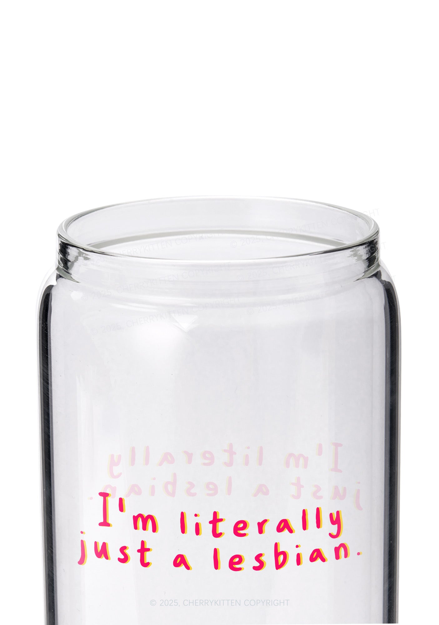 Literally Just A Lesbian Pride Y2K Printed Glass Cup Cherrykitten