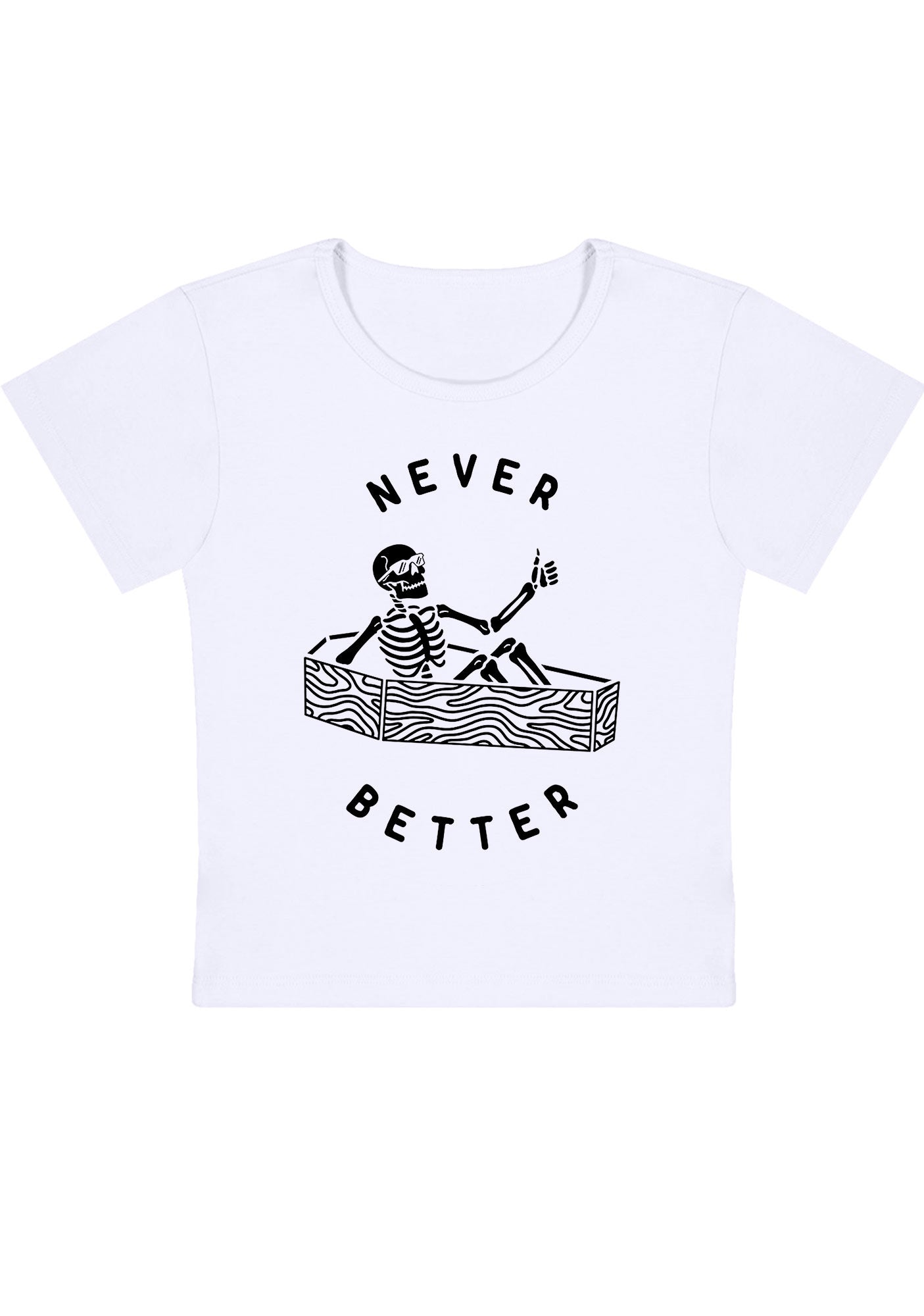 Halloween Never Better Skeleton Y2K Baby Tee
