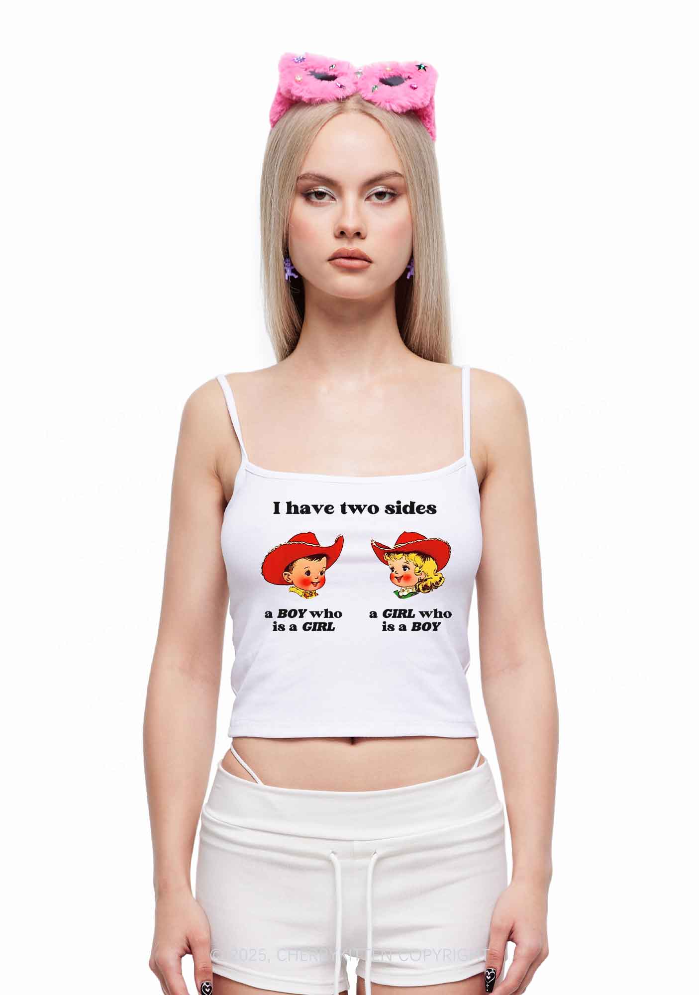 I Have Two Sides Pride Y2K Spaghetti Strap Cami Cherrykitten