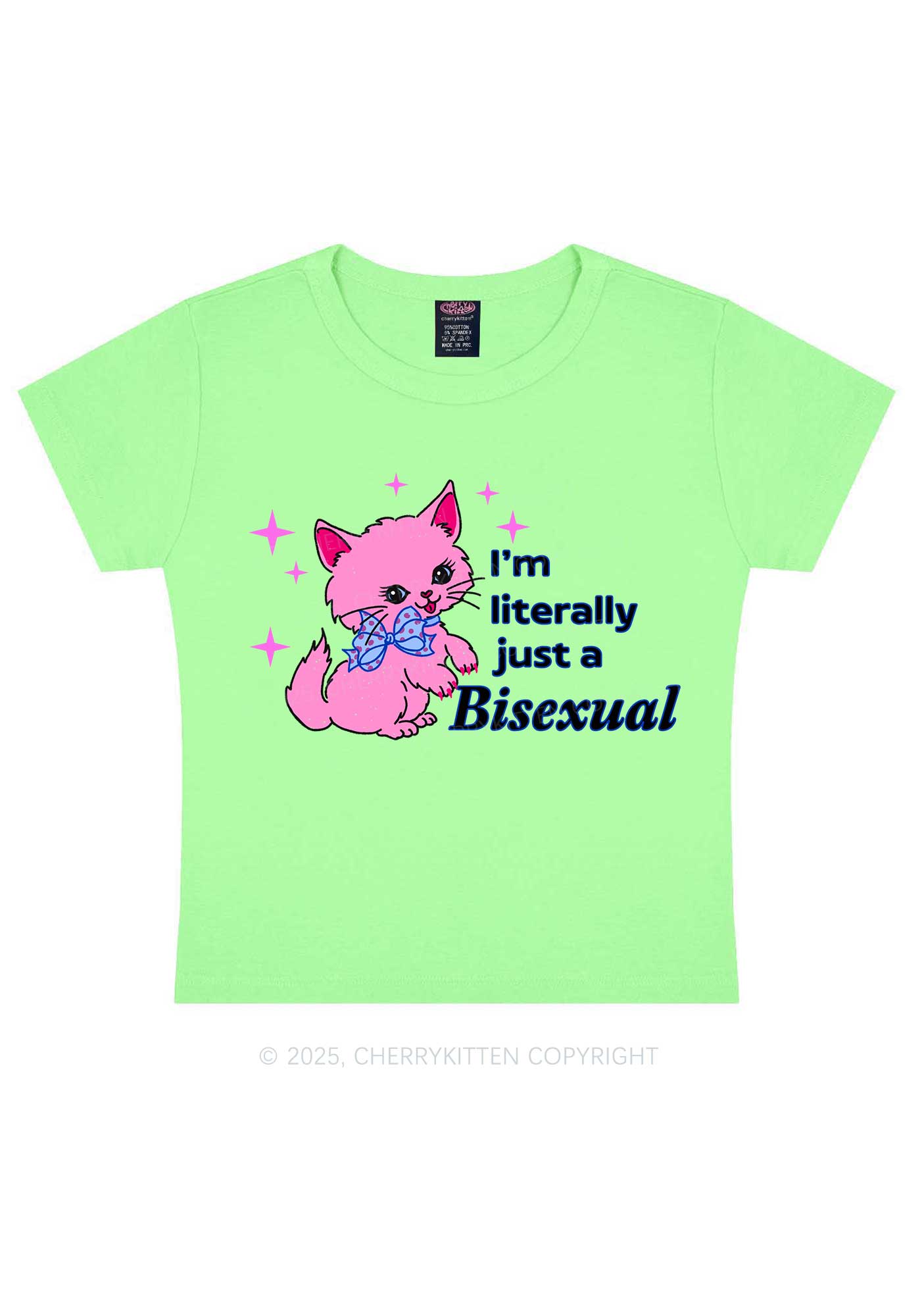 Literally Just A Bisexual Pride Y2K Baby Tee Cherrykitten