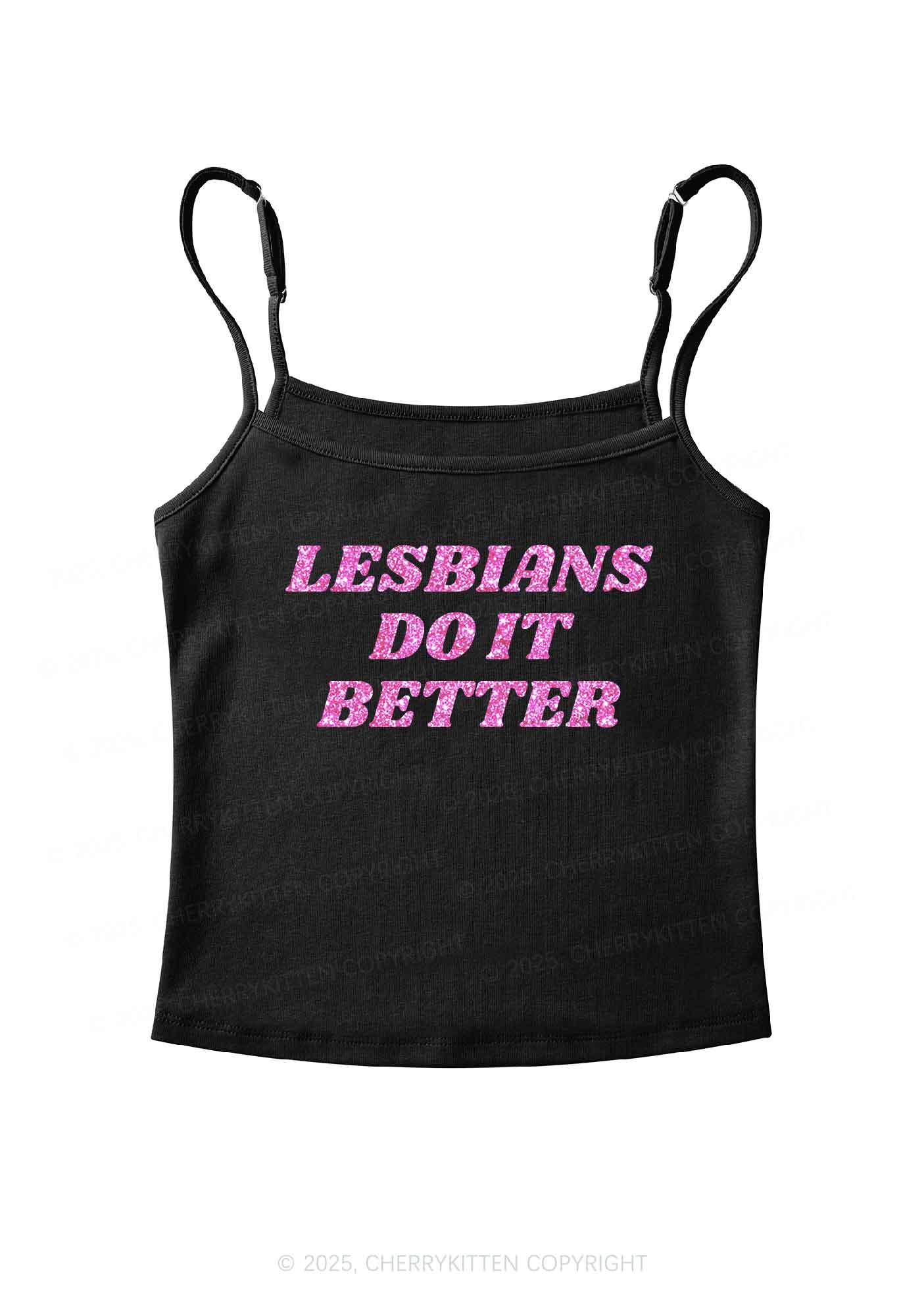 Glitter Lesbians Do It Better Pride Y2K Spaghetti Strap Cami Cherrykitten