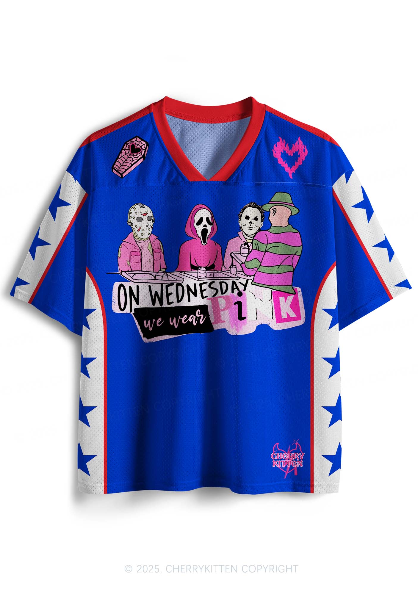 Custom Halloween Wednesday Wear Pink Horror Y2K Sport Jersey Shirts Cherrykitten