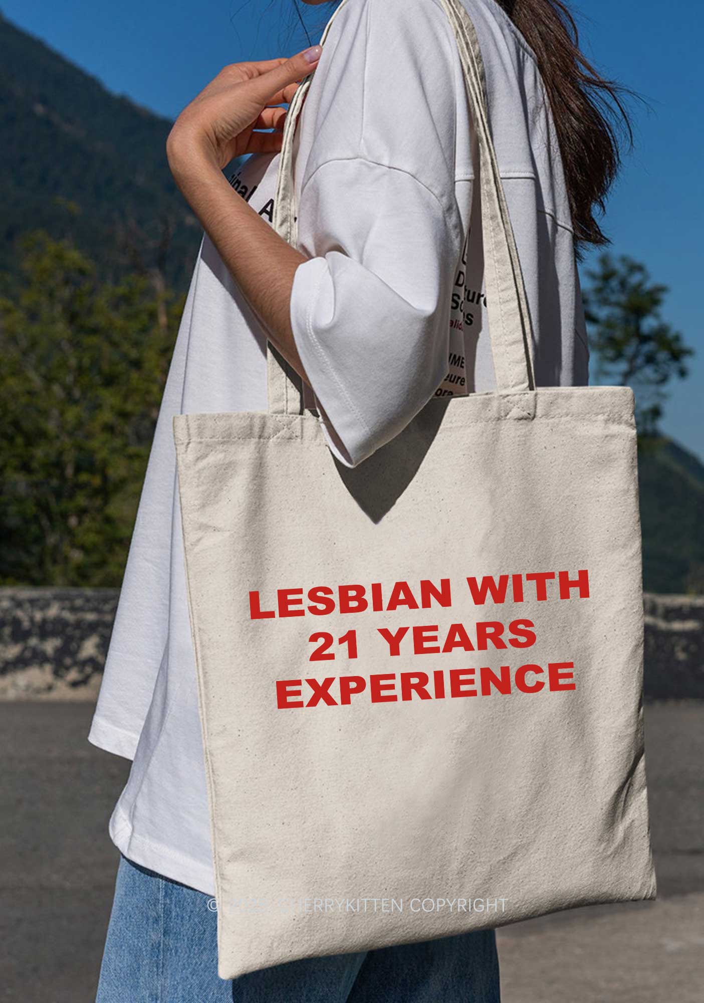 Custom Lesbian Experience Pride Y2K Canvas Tote Bag Cherrykitten