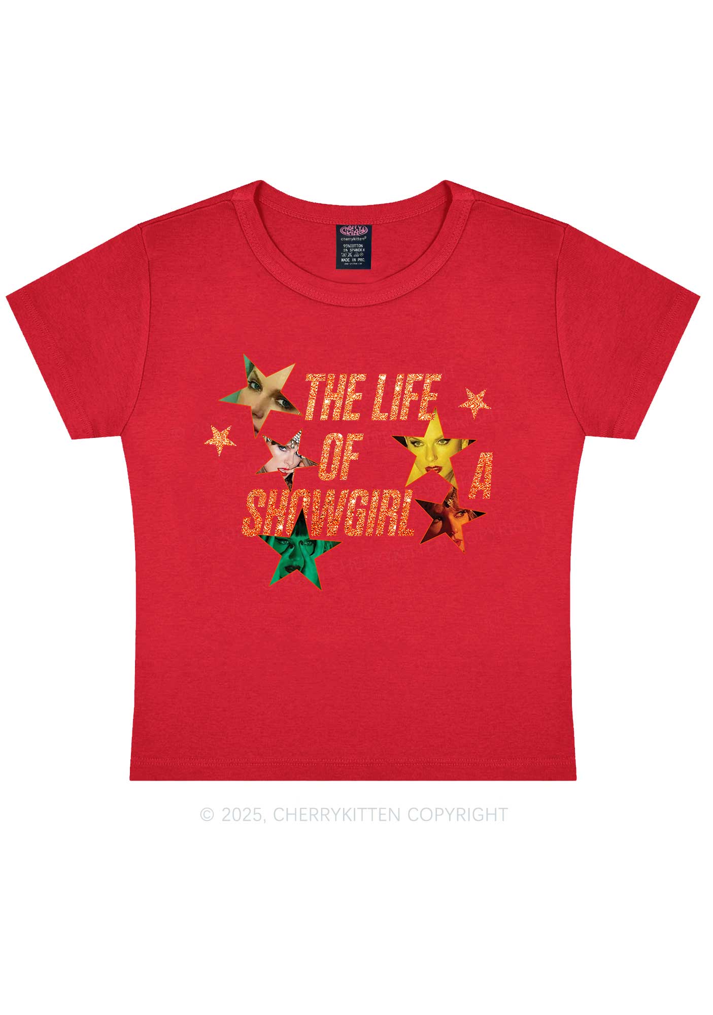 Star TS Photo Y2K Baby Tee Cherrykitten