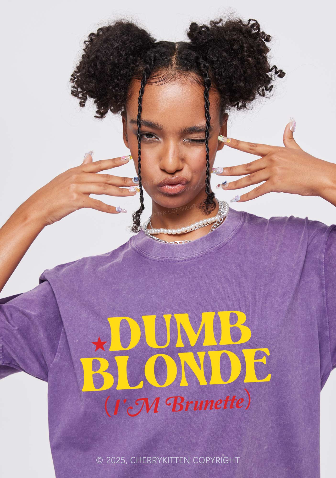 Dumb Blonde Brunette Y2K Shirts Washed Tee Cherrykitten