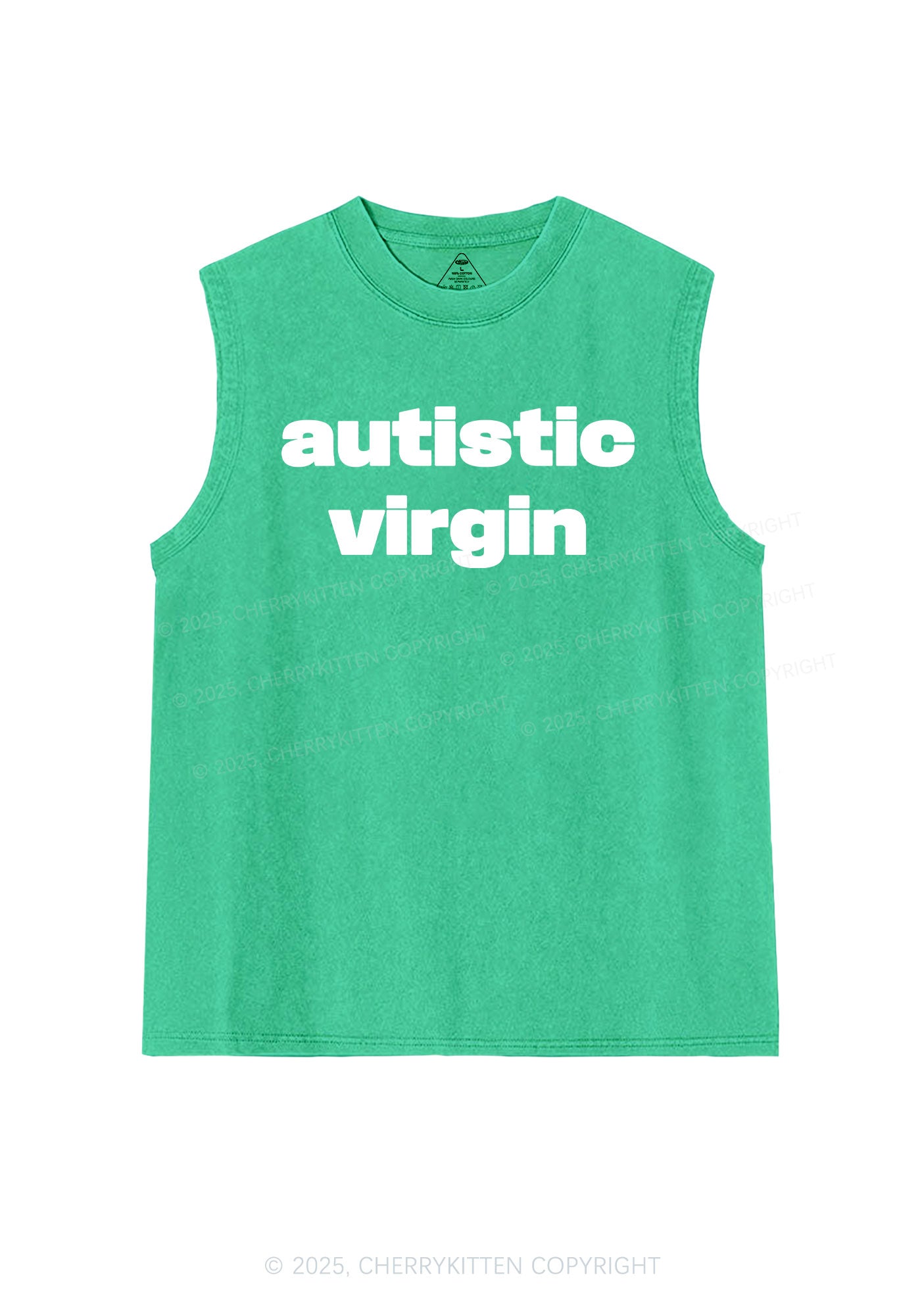 Autistic Virgin Y2K Washed Muscle Tank Cherrykitten