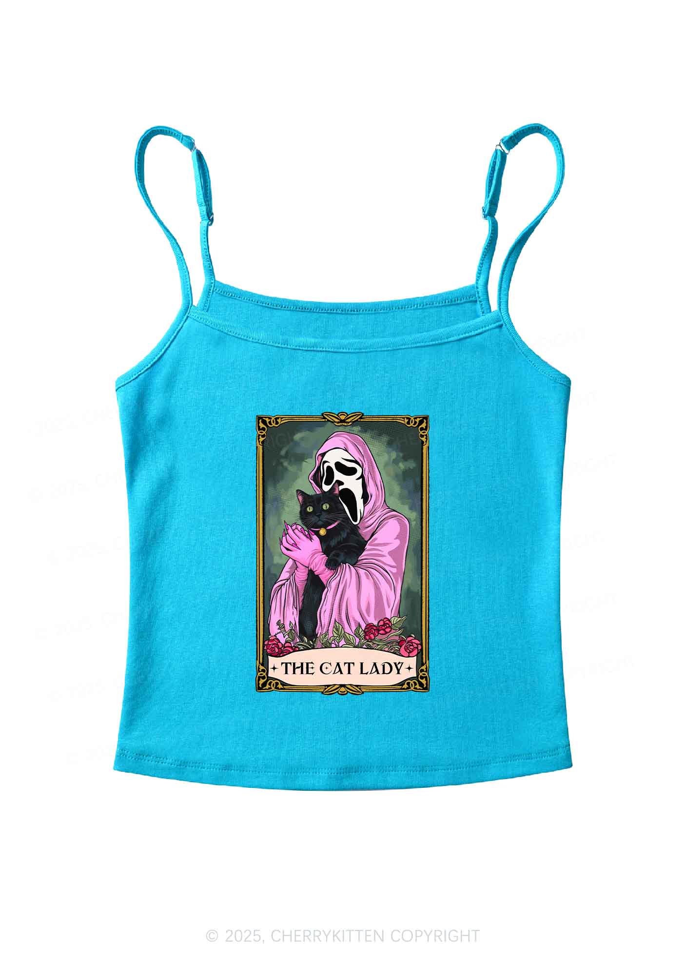 Halloween The Skull Cat Lady Y2K Spaghetti Strap Cami Cherrykitten