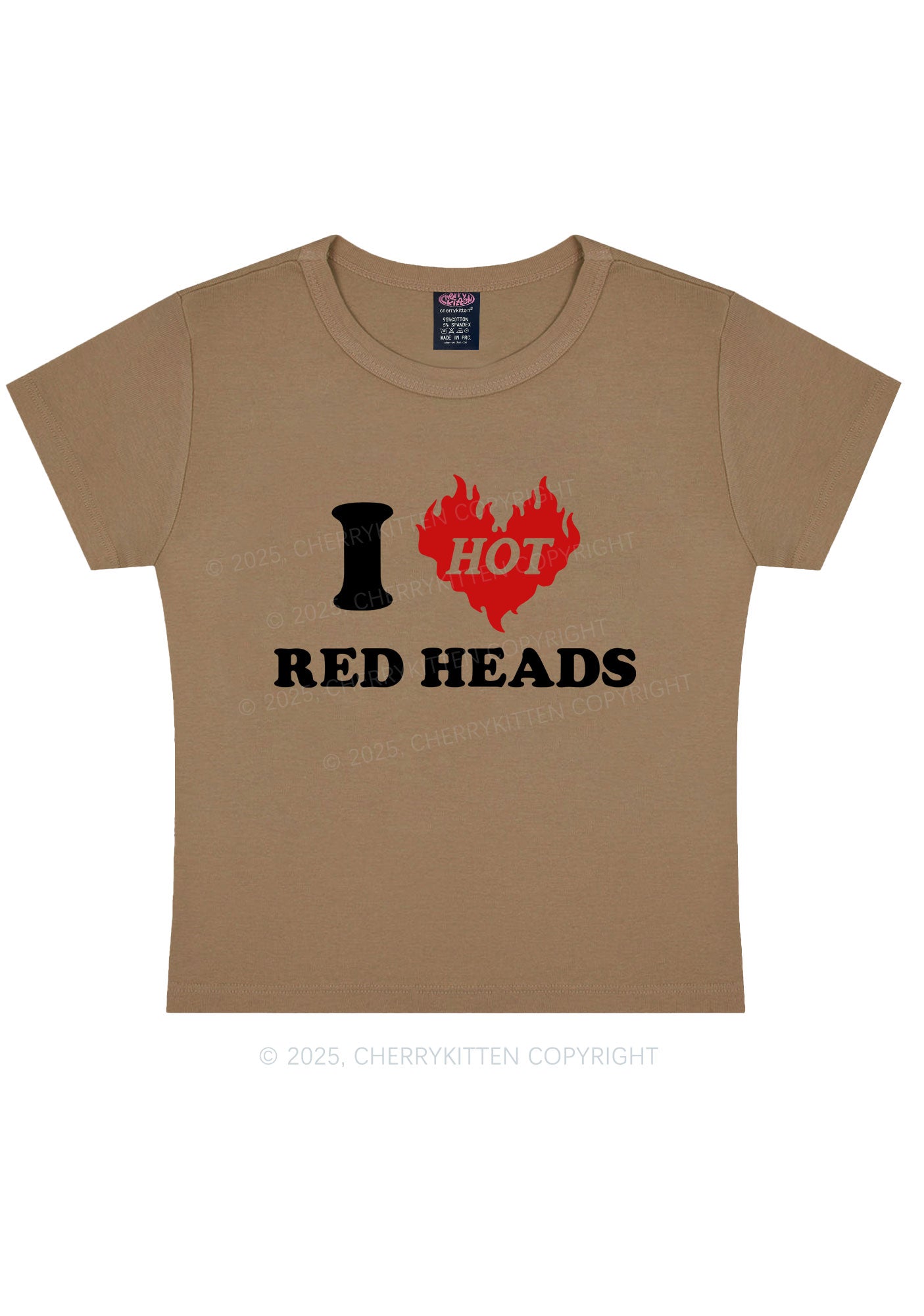 I Love Hot Red Heads Y2K Baby Tee Cherrykitten