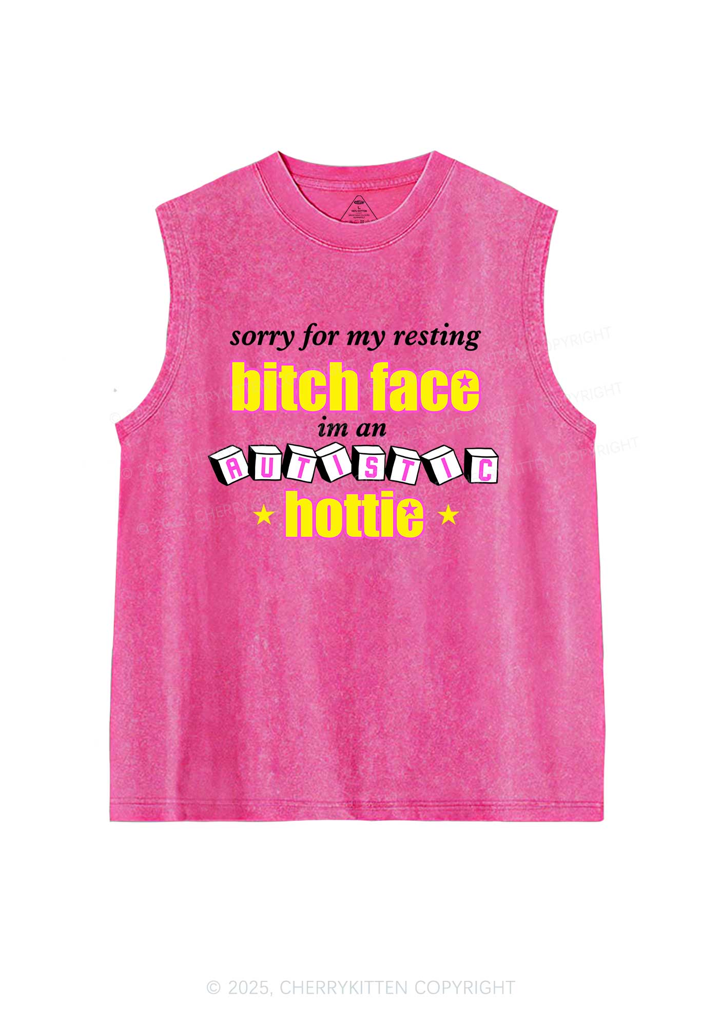 Autistic Hottie Y2K Washed Muscle Tank Cherrykitten