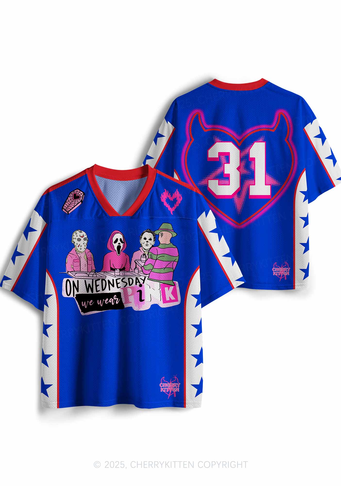 Custom Halloween Wednesday Wear Pink Horror Y2K Sport Jersey Shirts Cherrykitten