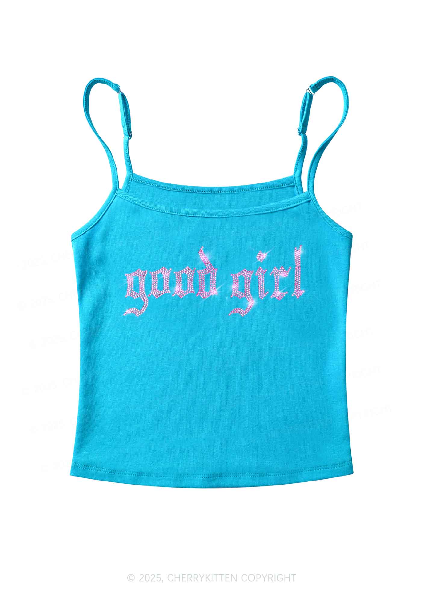 Rhinestone Good Girl Y2K Spaghetti Strap Cami Cherrykitten
