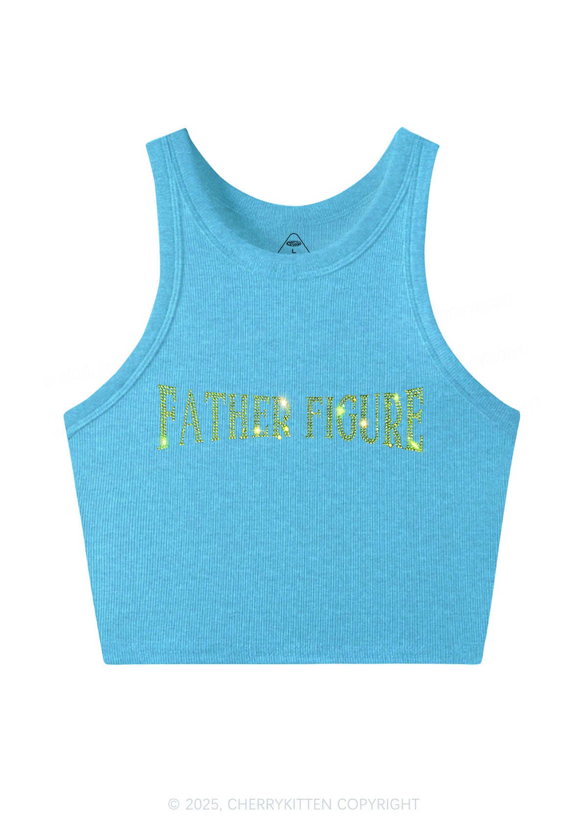 Rhinestone Father Figure Y2K Crop Tank Top Cherrykitten