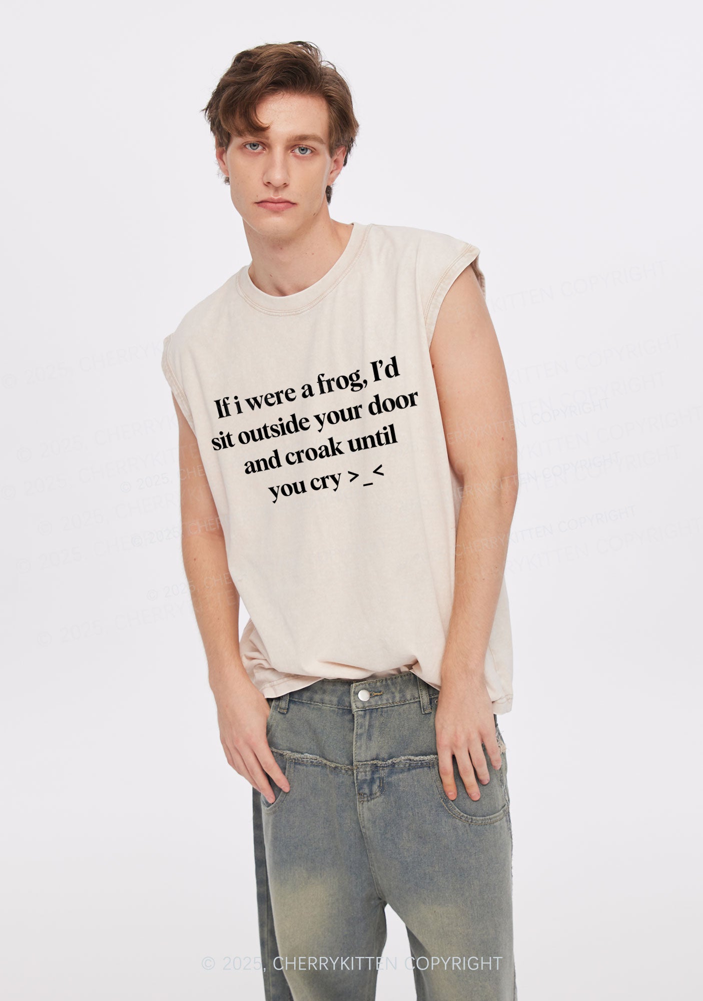 Frog Croak Y2K Washed Muscle Tank Cherrykitten