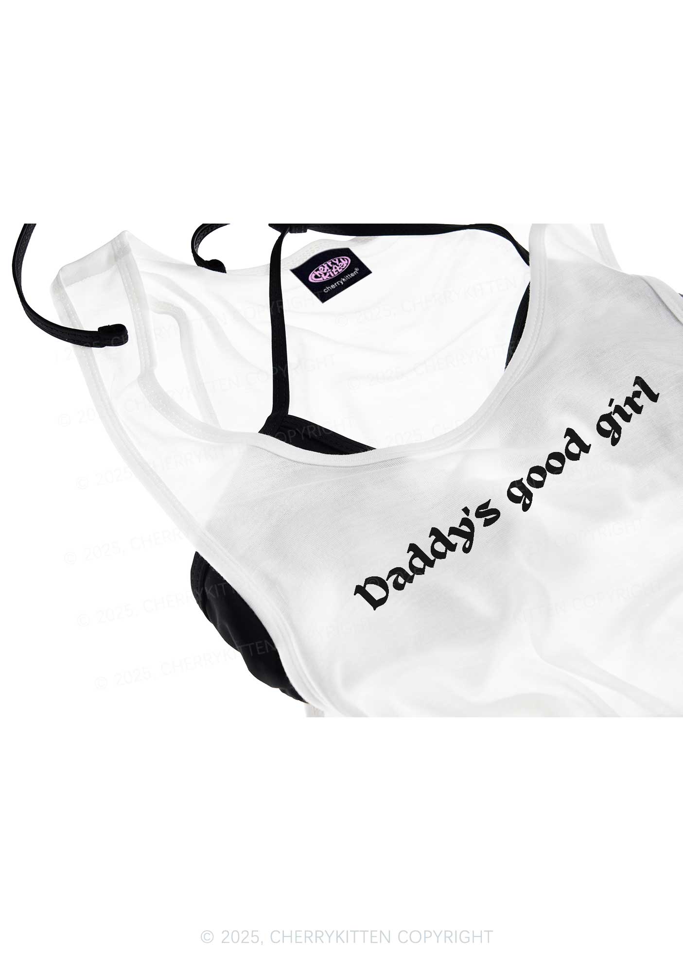 Daddys Good Girl Y2K Sheer Boyfriend Tank Cherrykitten