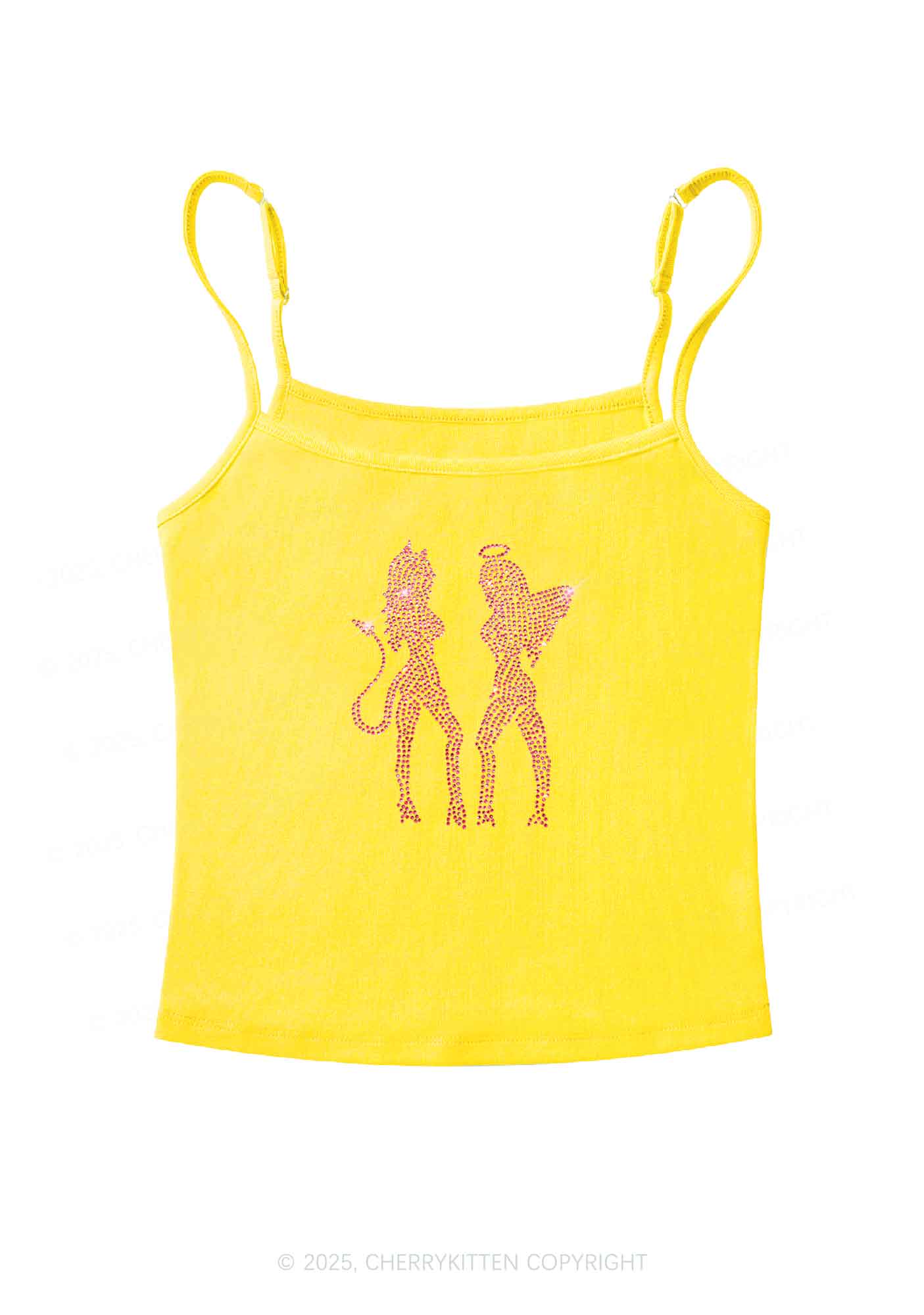Rhinestone Dancing Girls Y2K Spaghetti Strap Cami Cherrykitten