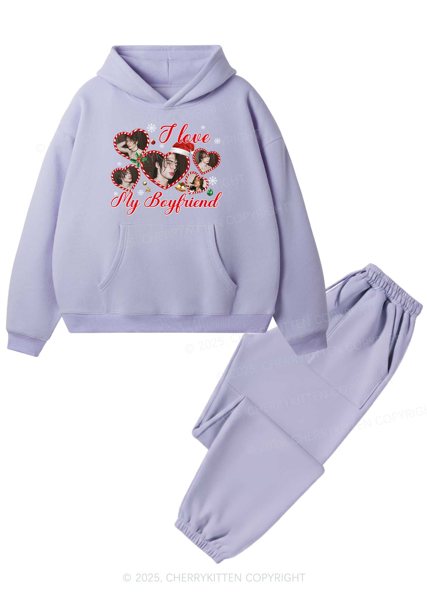 Custom Christmas I Love My GF Y2K Fleece Hoodie Set Cherrykitten