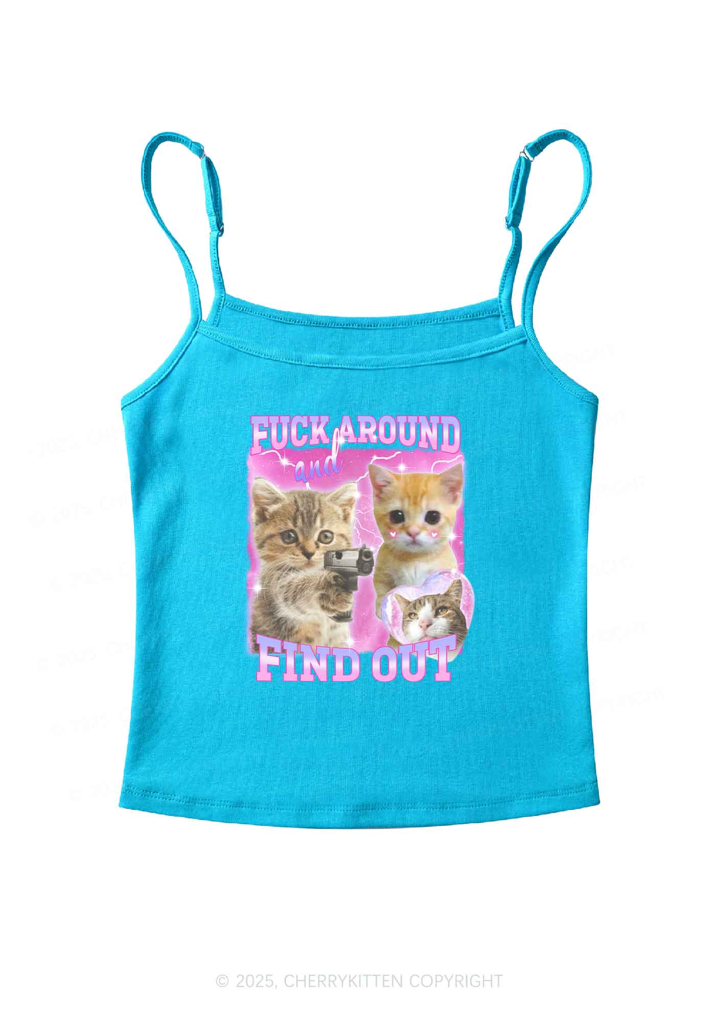 Fxxk Around Cats Y2K Spaghetti Strap Cami Cherrykitten