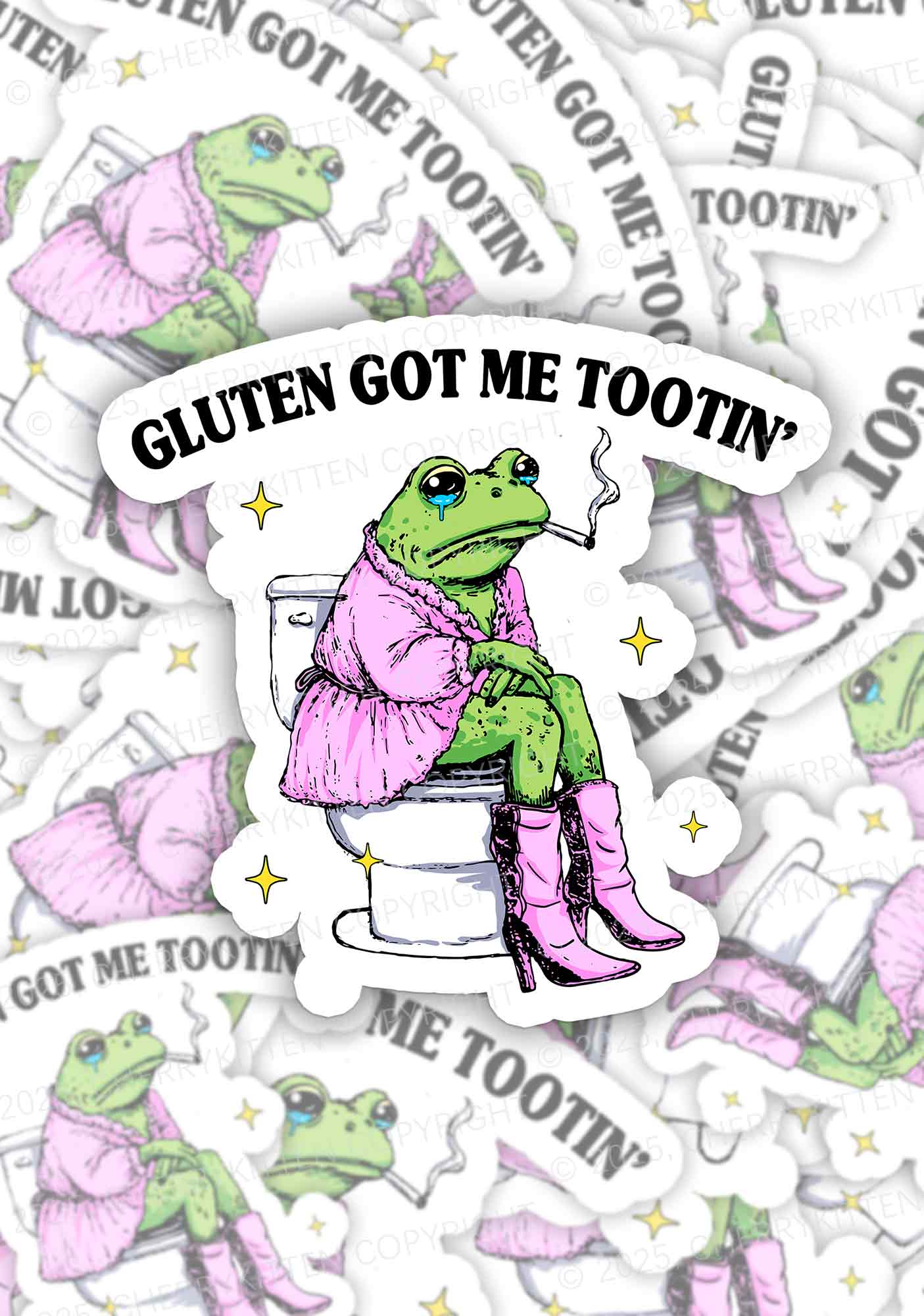 Gluten Got Me Tootin 1Pc Y2K Sticker Cherrykitten