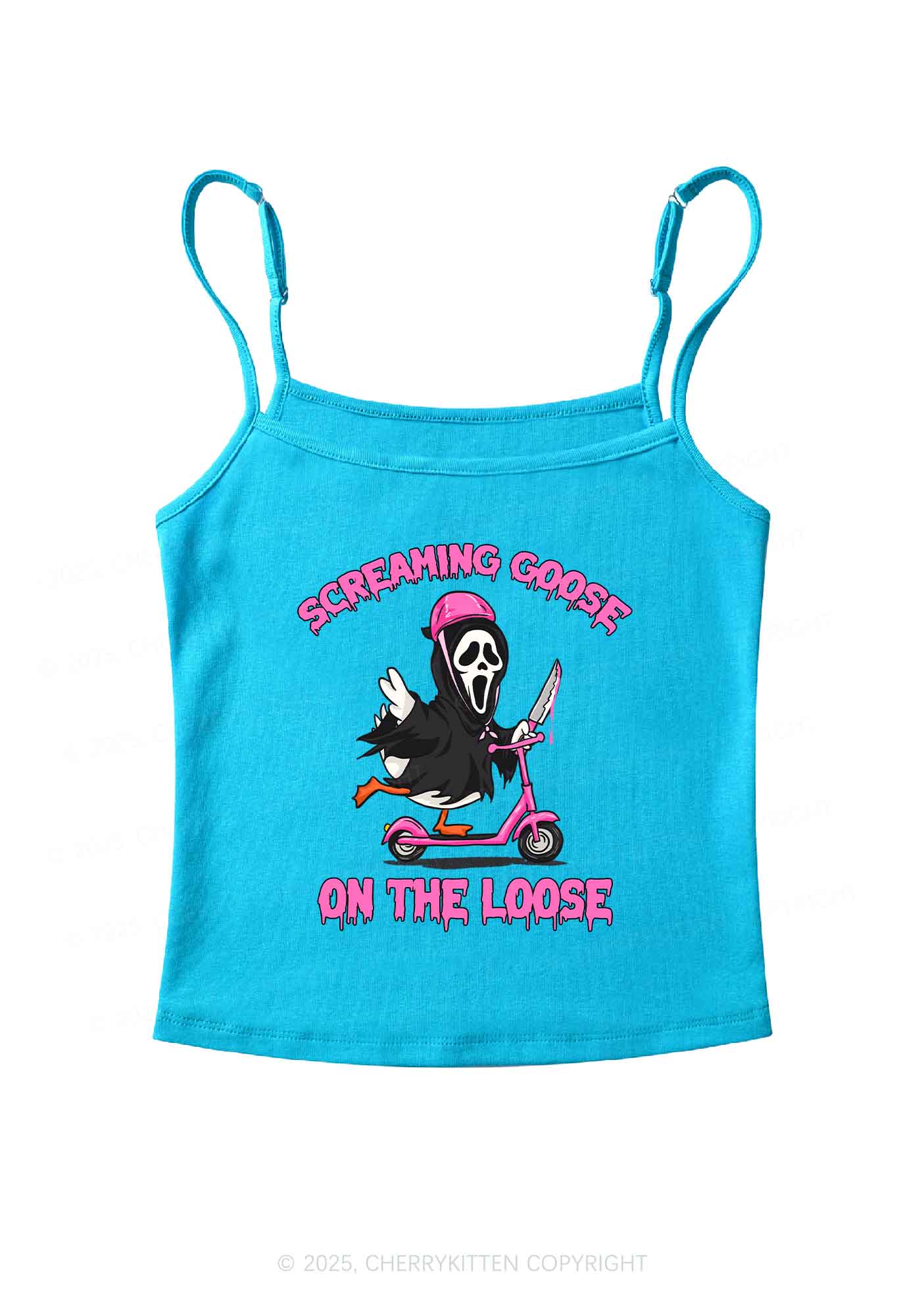 Halloween Screaming Goose On Loose Y2K Spaghetti Strap Cami Cherrykitten