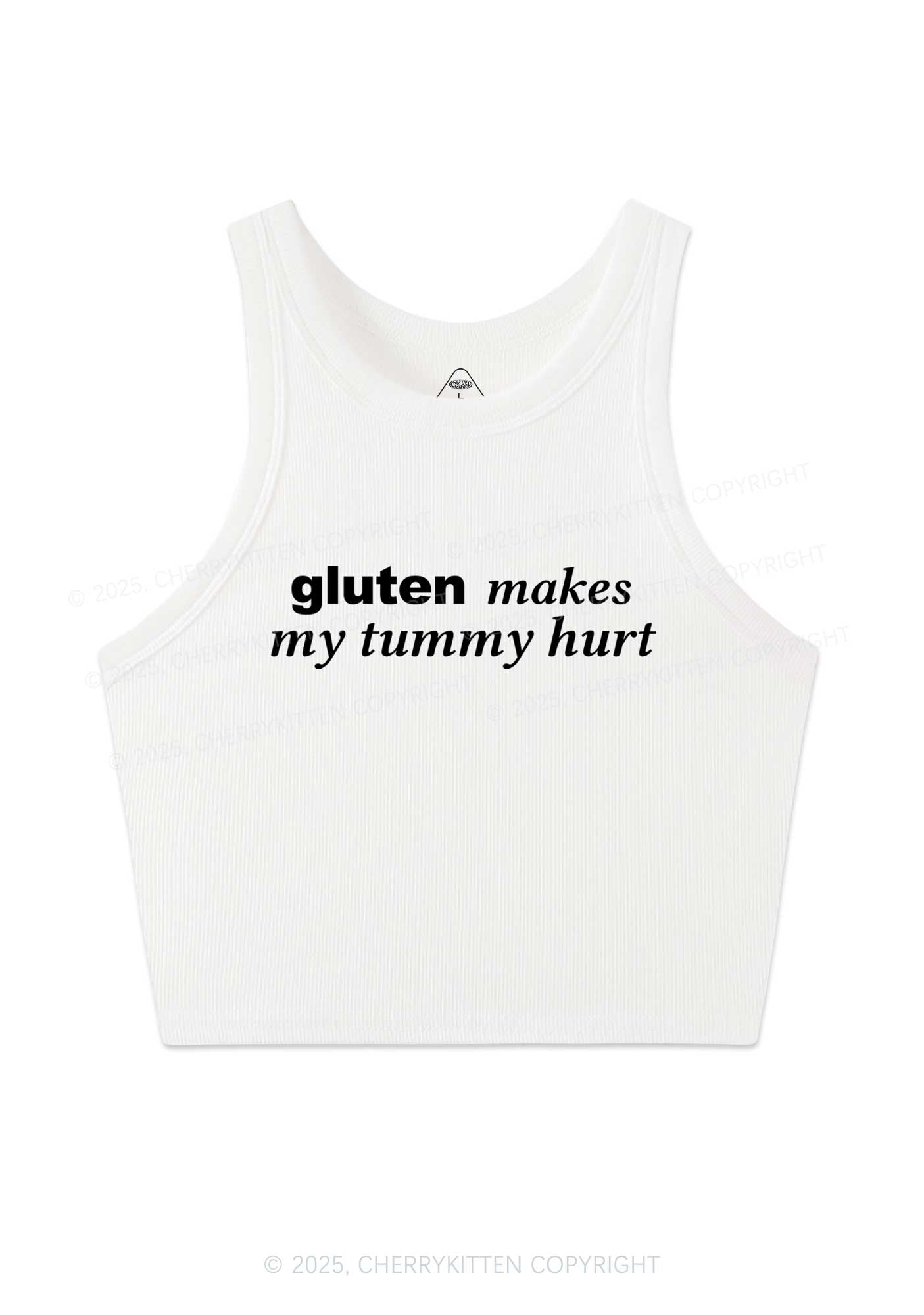 Gluten Makes Tummy Hurt Y2K Crop Tank Top Cherrykitten
