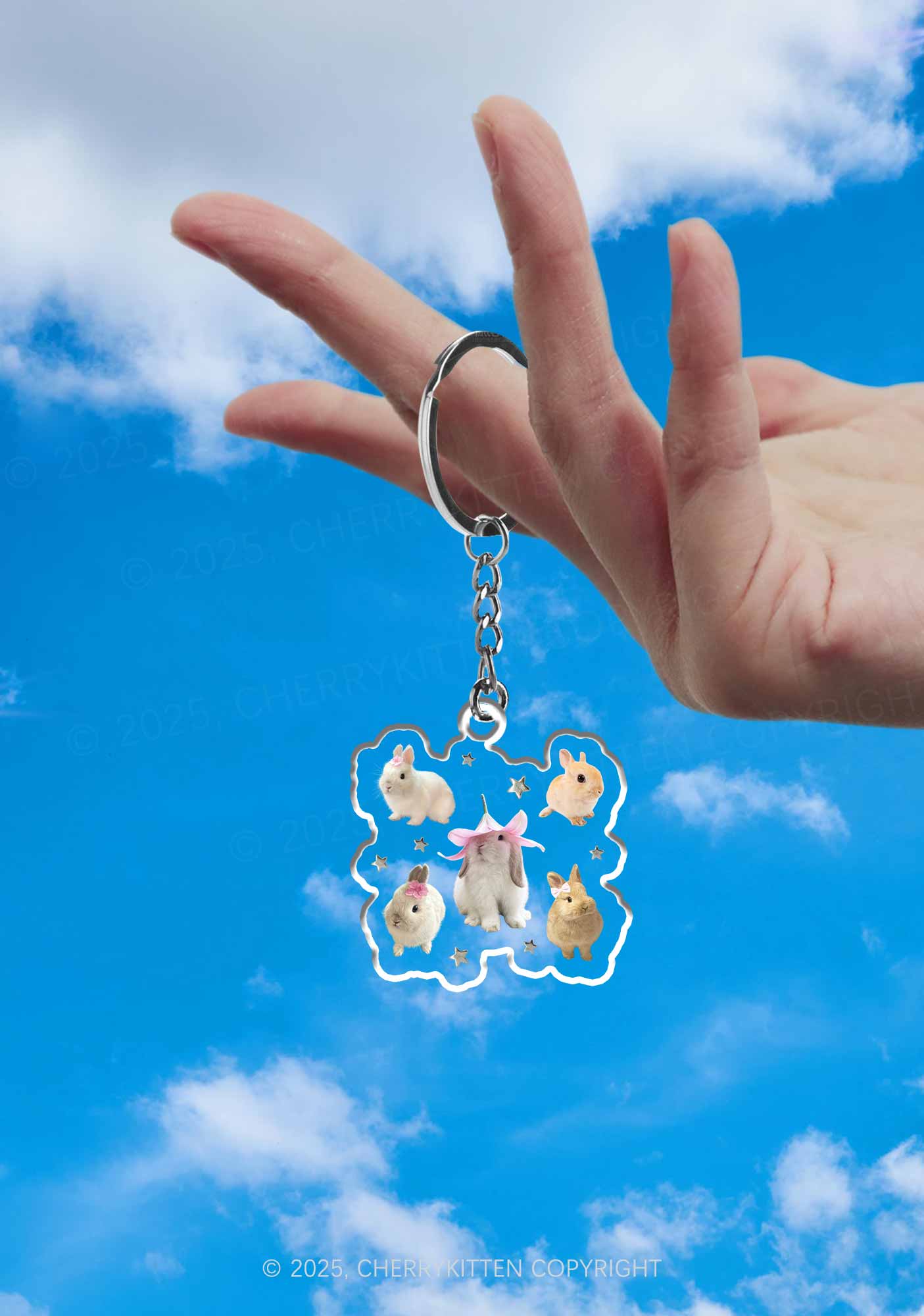 Lovely Rabbits 1Pc Y2K Keychain Cherrykitten