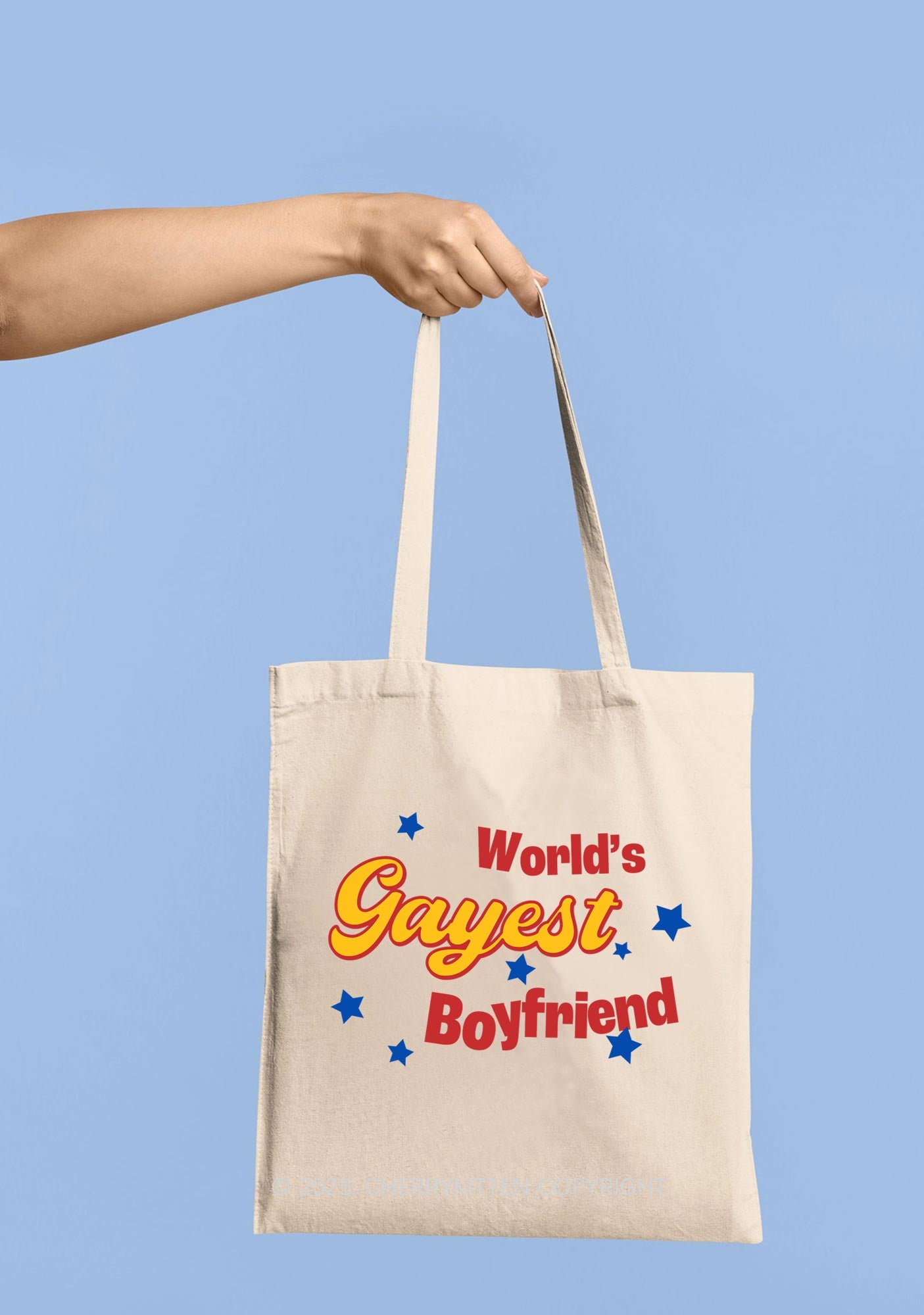 Worlds Gayest Boyfriend Pride Y2K Canvas Tote Bag Cherrykitten