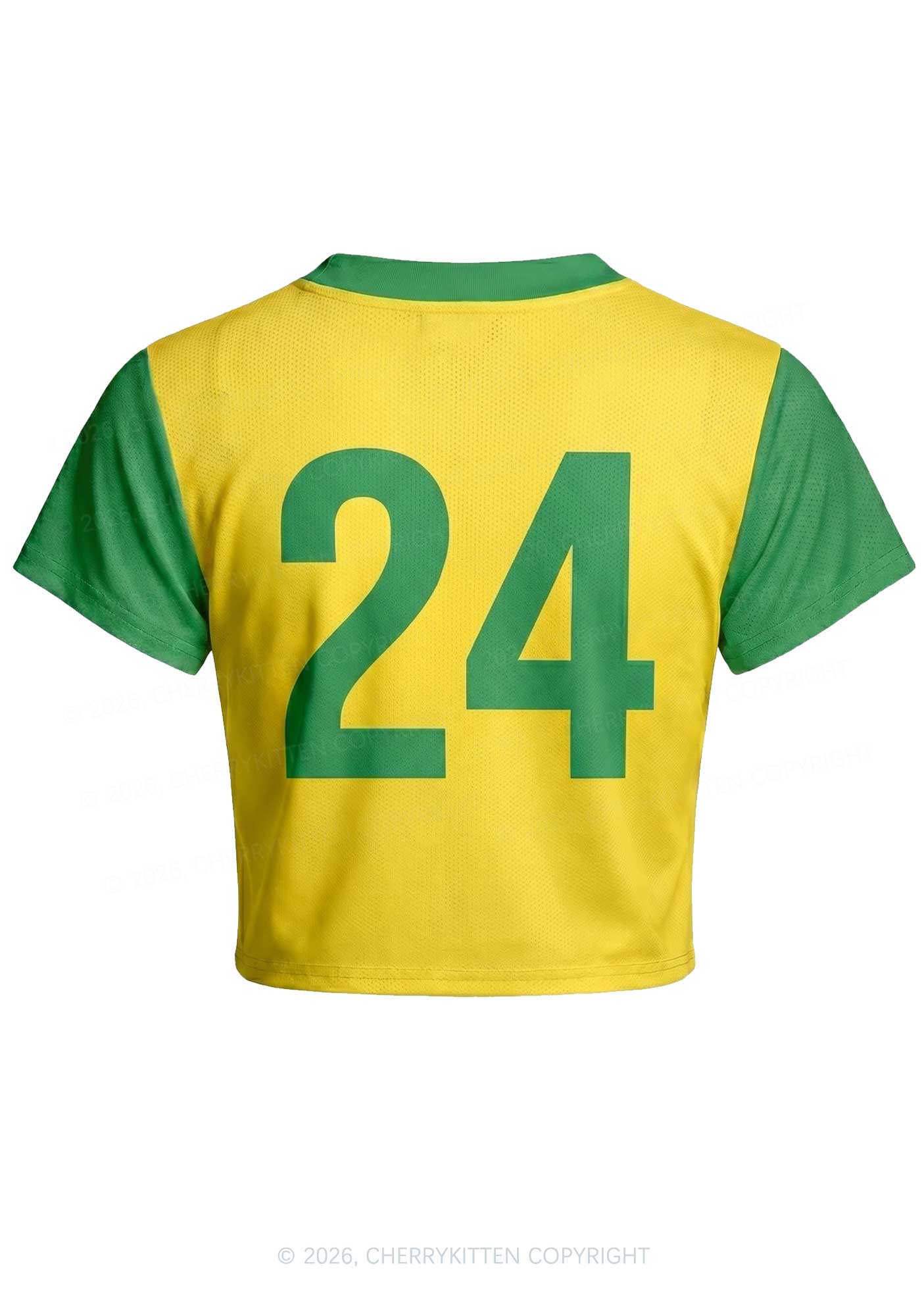 Yellow Green Color Block Faggot Pride Y2K Crop Football Jersey Shirts Cherrykitten