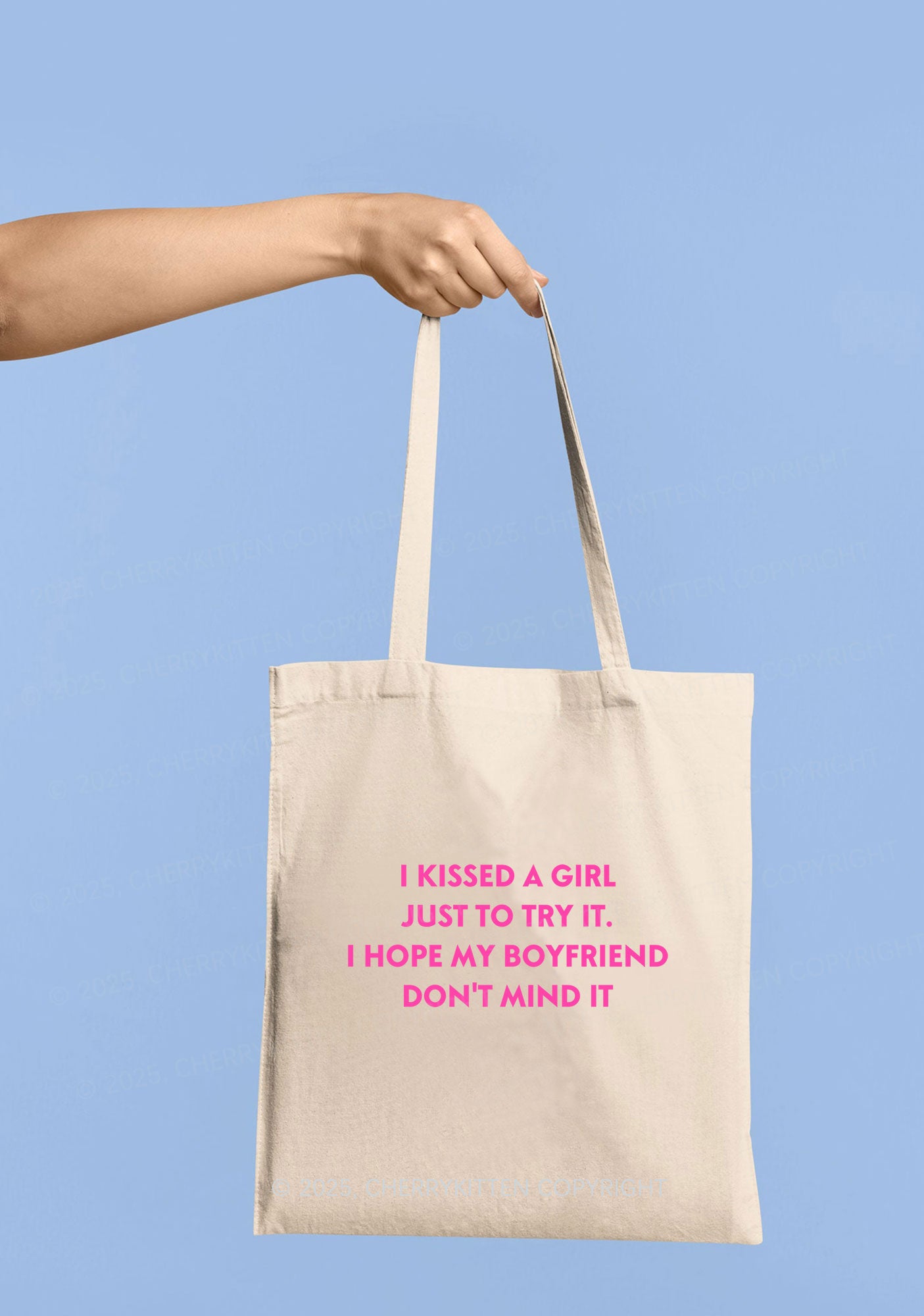 I Just Kissed A Girl Pride Y2K Canvas Tote Bag Cherrykitten