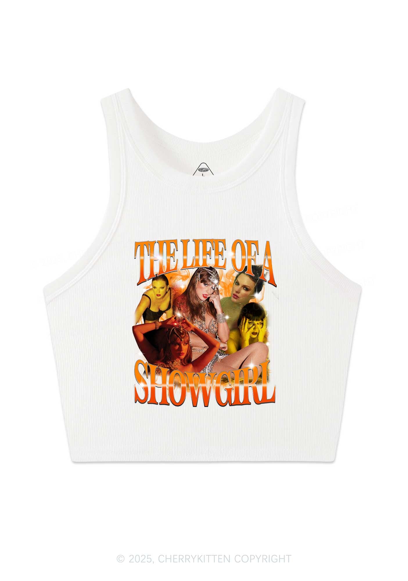 Orange Shiny Show TS Y2K Crop Tank Top Cherrykitten