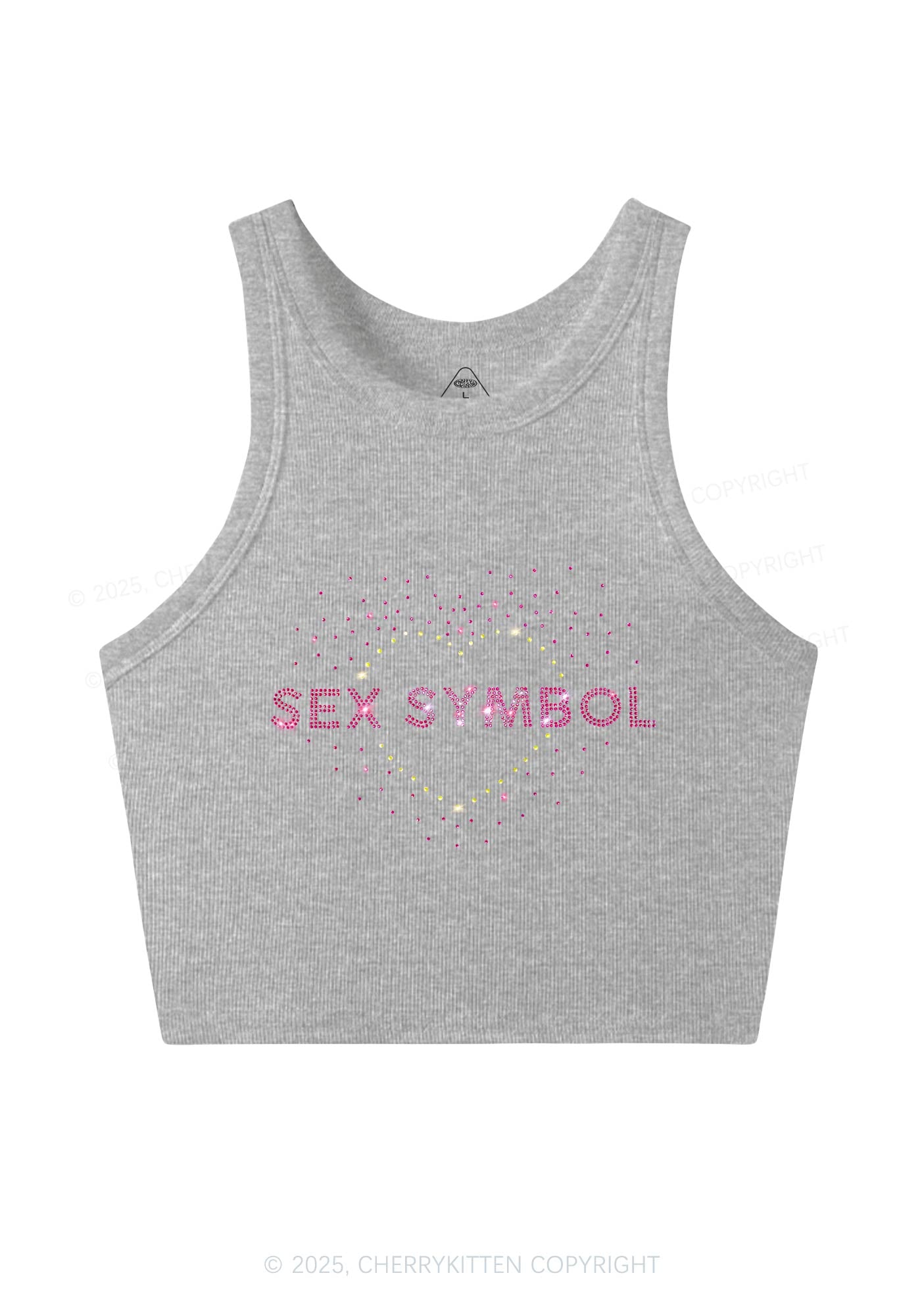 Rhinestone Sx Symbol Y2K Crop Tank Top Cherrykitten