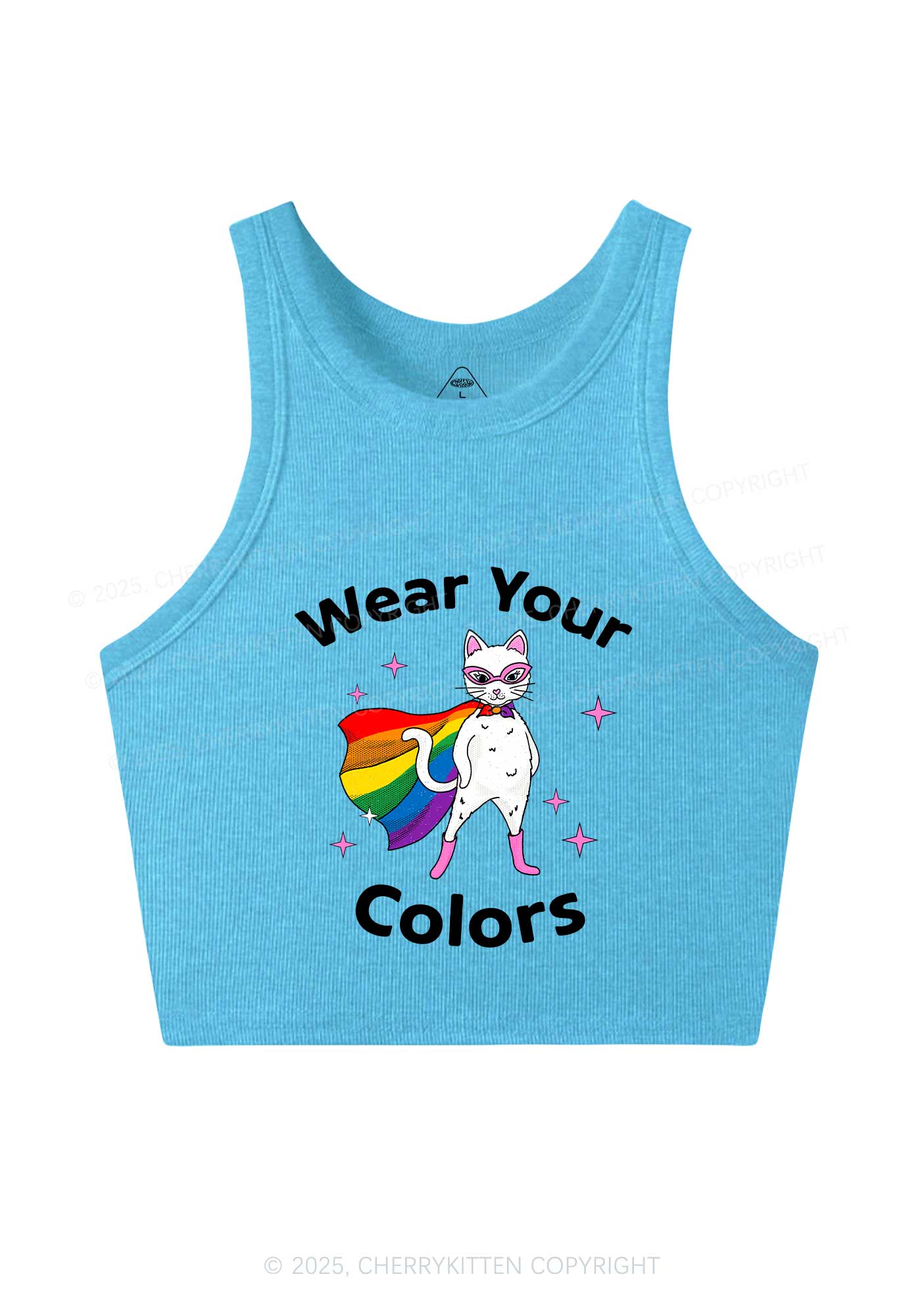 Pride Flag Cat Y2K Crop Tank Top Cherrykitten