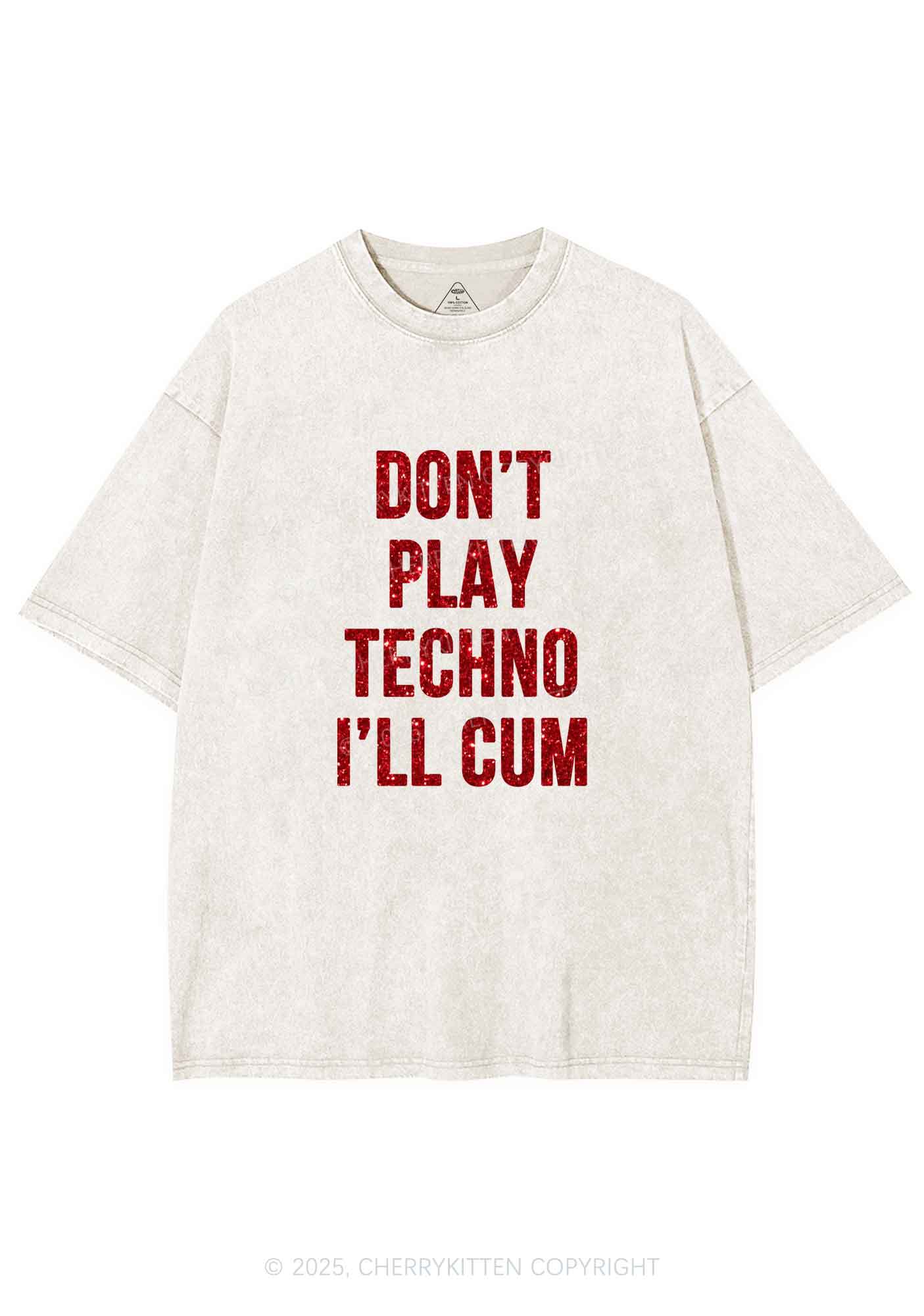 Glitter Dont Play Techno Y2K Shirts Washed Tee Cherrykitten