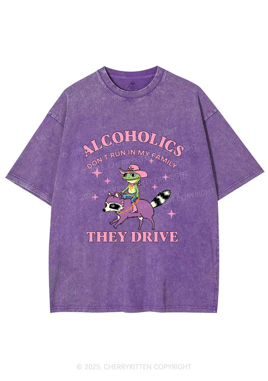 Alcoholics Drive Y2K Shirts Washed Tee Cherrykitten