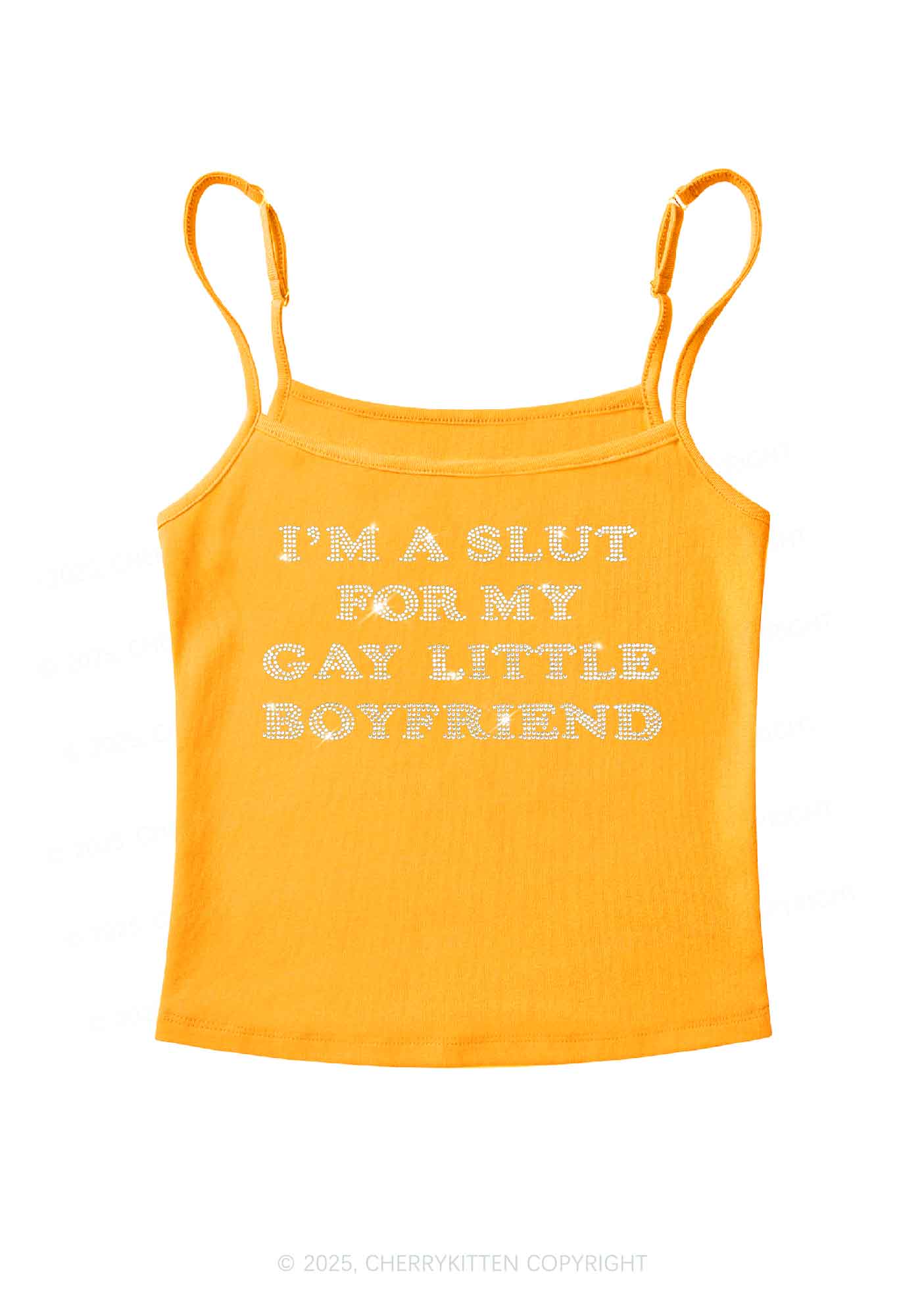 Rhinestone Slxt For My Gay BF Pride Y2K Spaghetti Strap Cami Cherrykitten