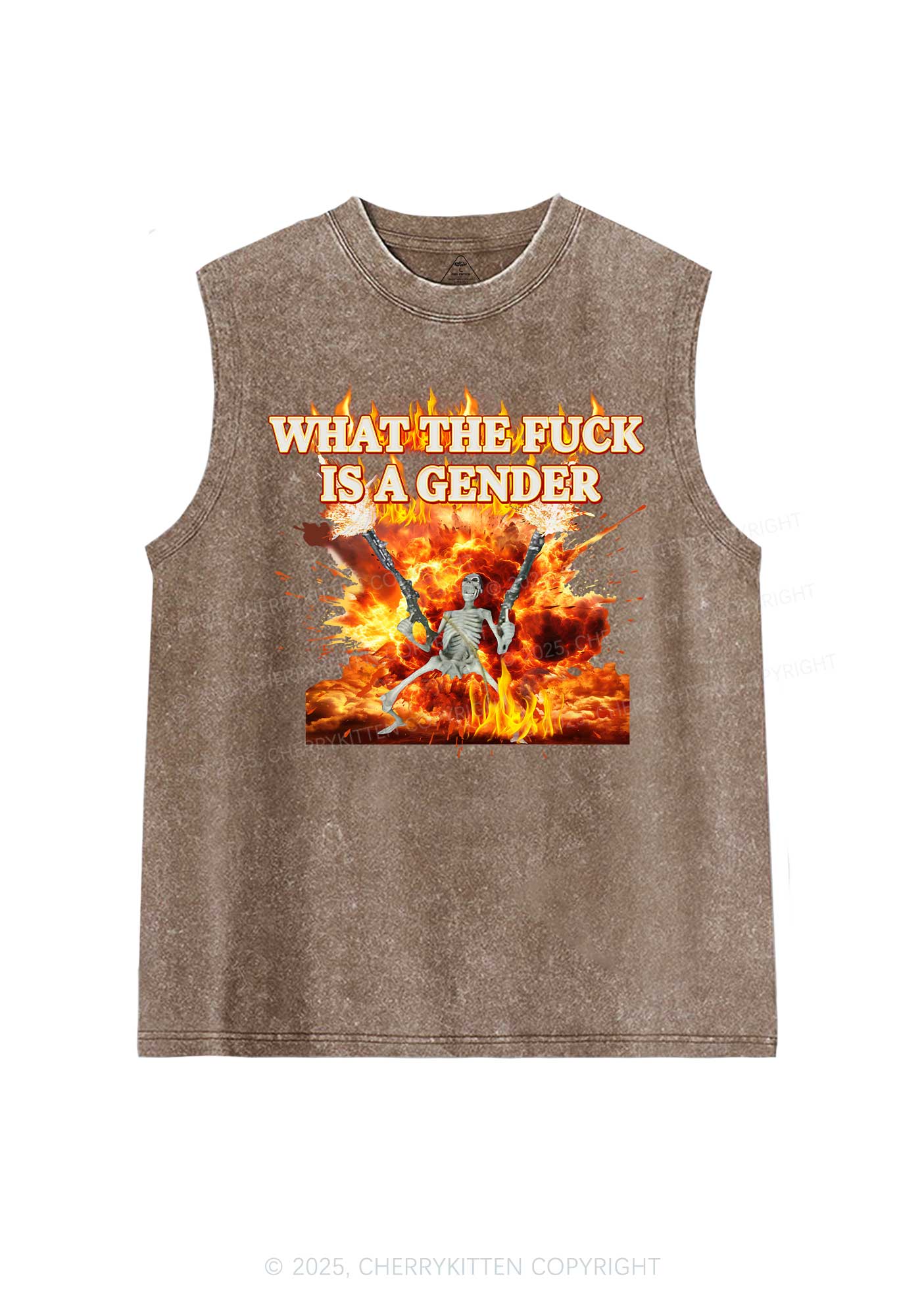 Skeleton Gender Y2K Washed Muscle Tank Cherrykitten