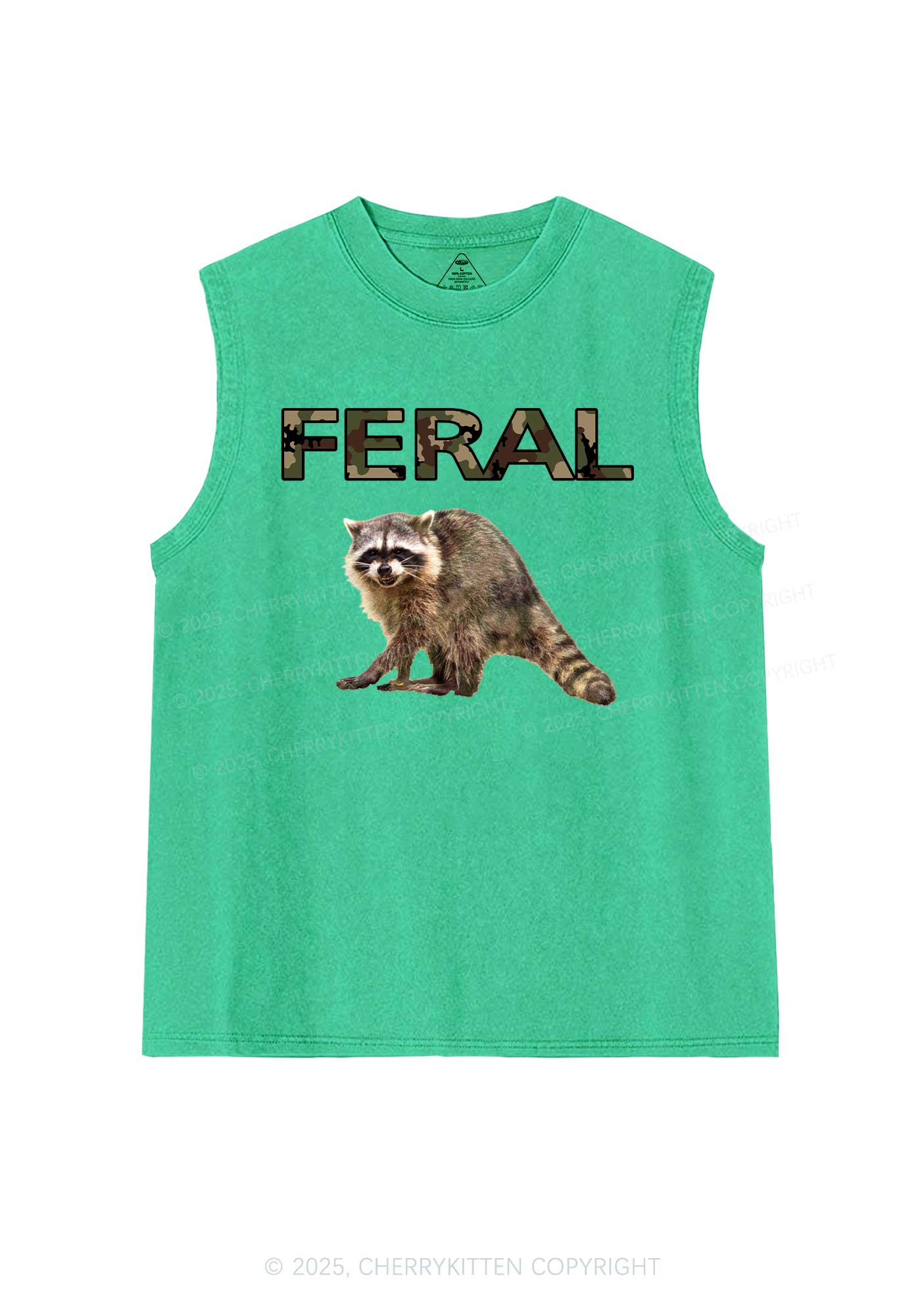Feral Raccoon Y2K Washed Muscle Tank Cherrykitten