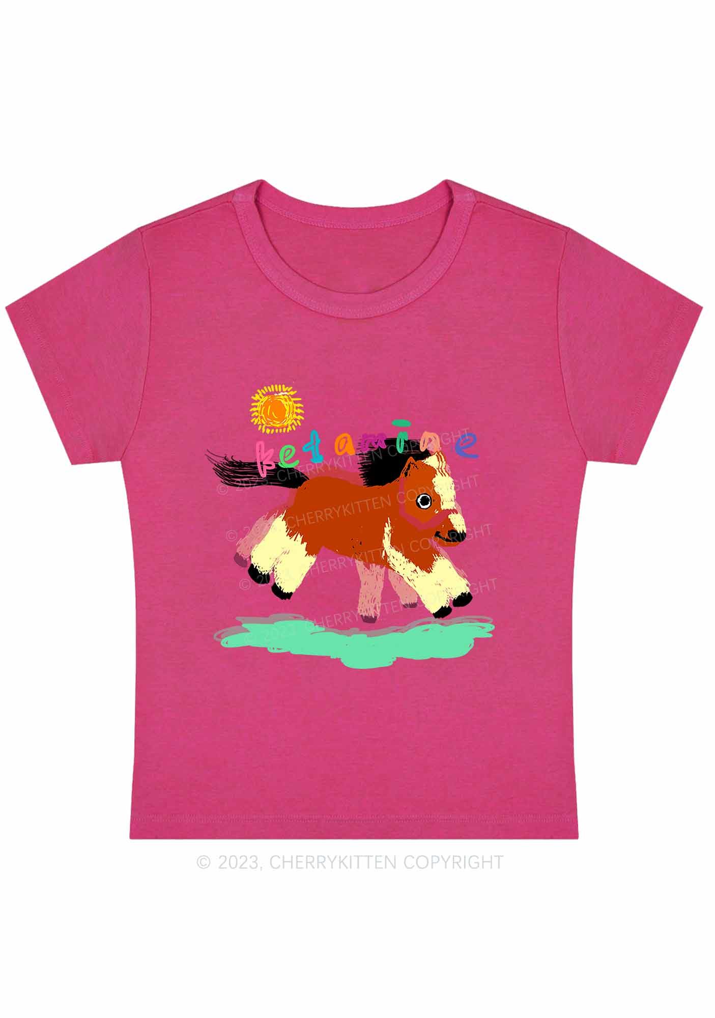 Delusional K Horse Y2K Baby Tee Cherrykitten