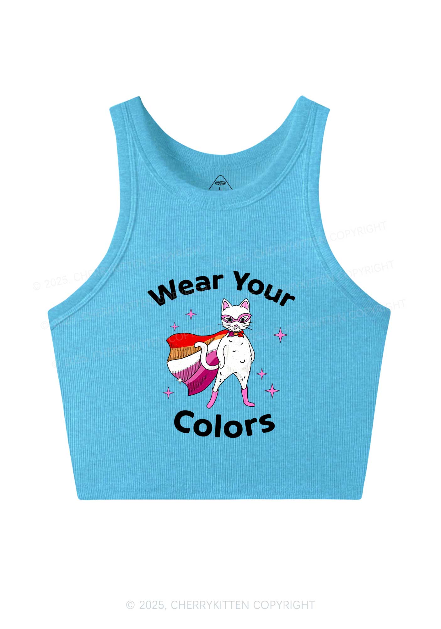 Lesbian Flag Cat Pride Y2K Crop Tank Top Cherrykitten