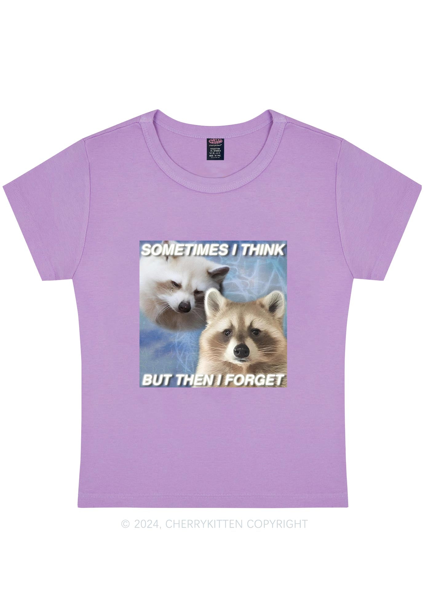 Raccoon Sometimes Think Y2K Baby Tee Cherrykitten