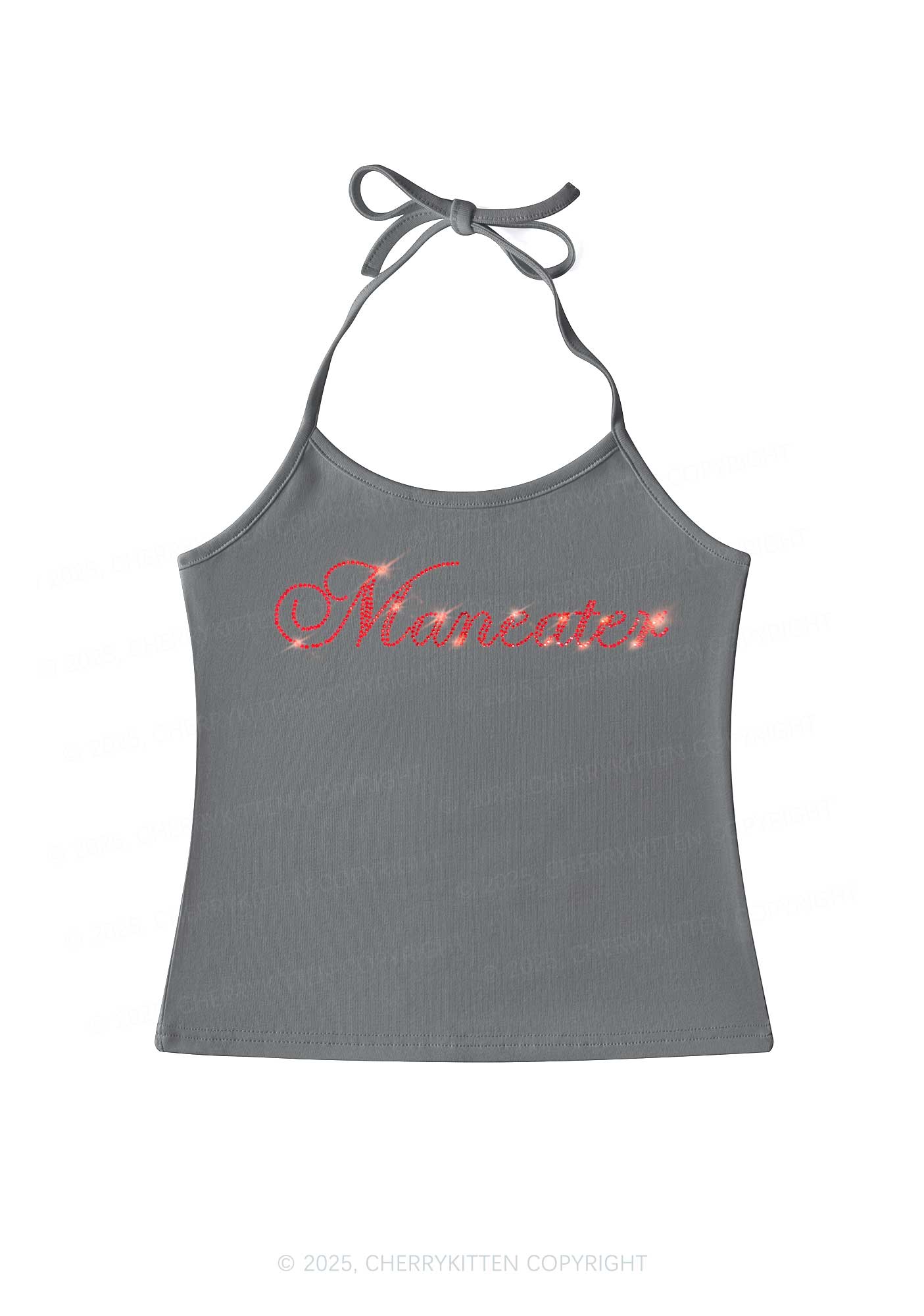 Rhinestone Maneater Y2K Halter Neck Cami Cherrykitten