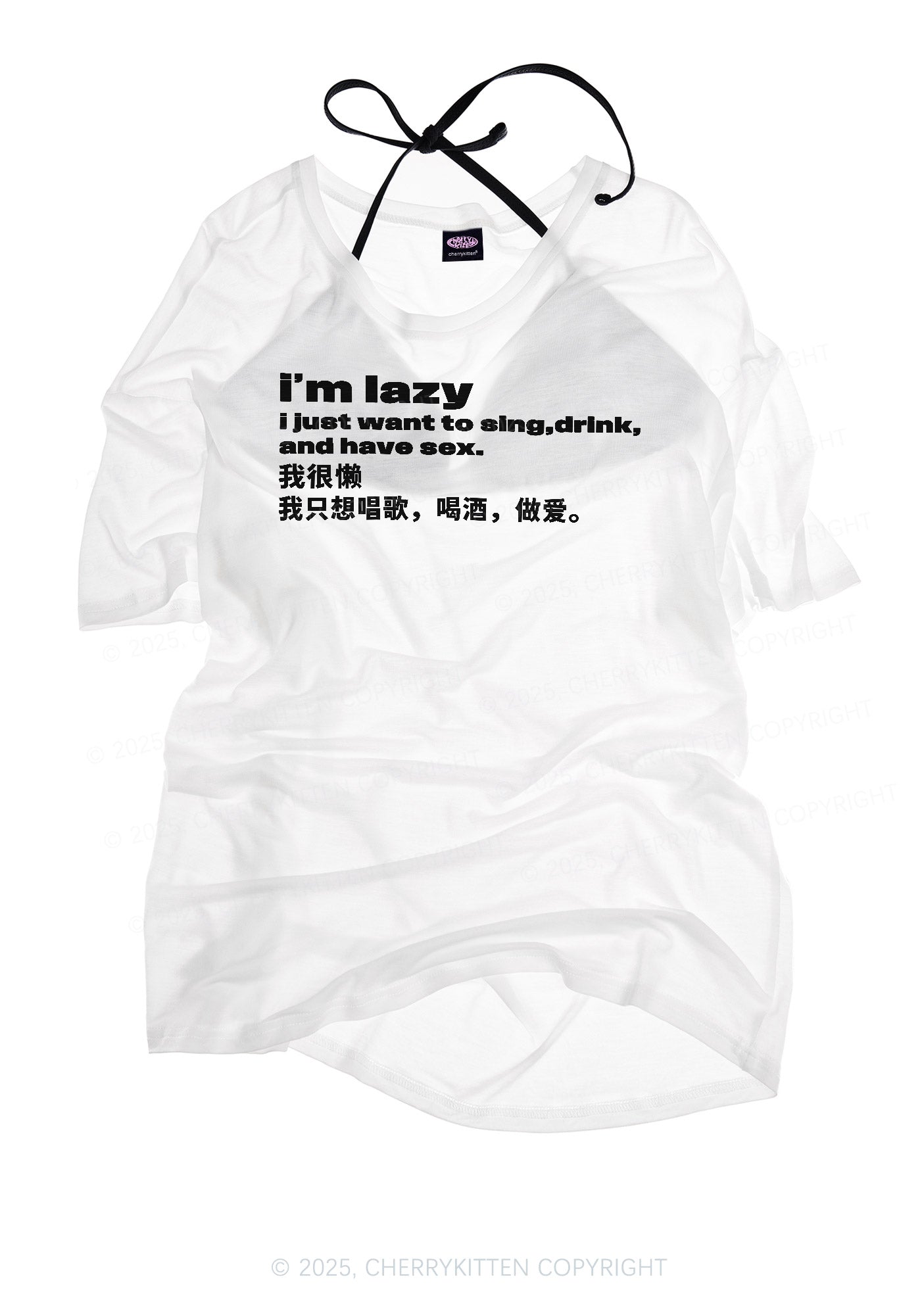 Im Lazy Y2K Sheer Boyfriend Tee Cherrykitten