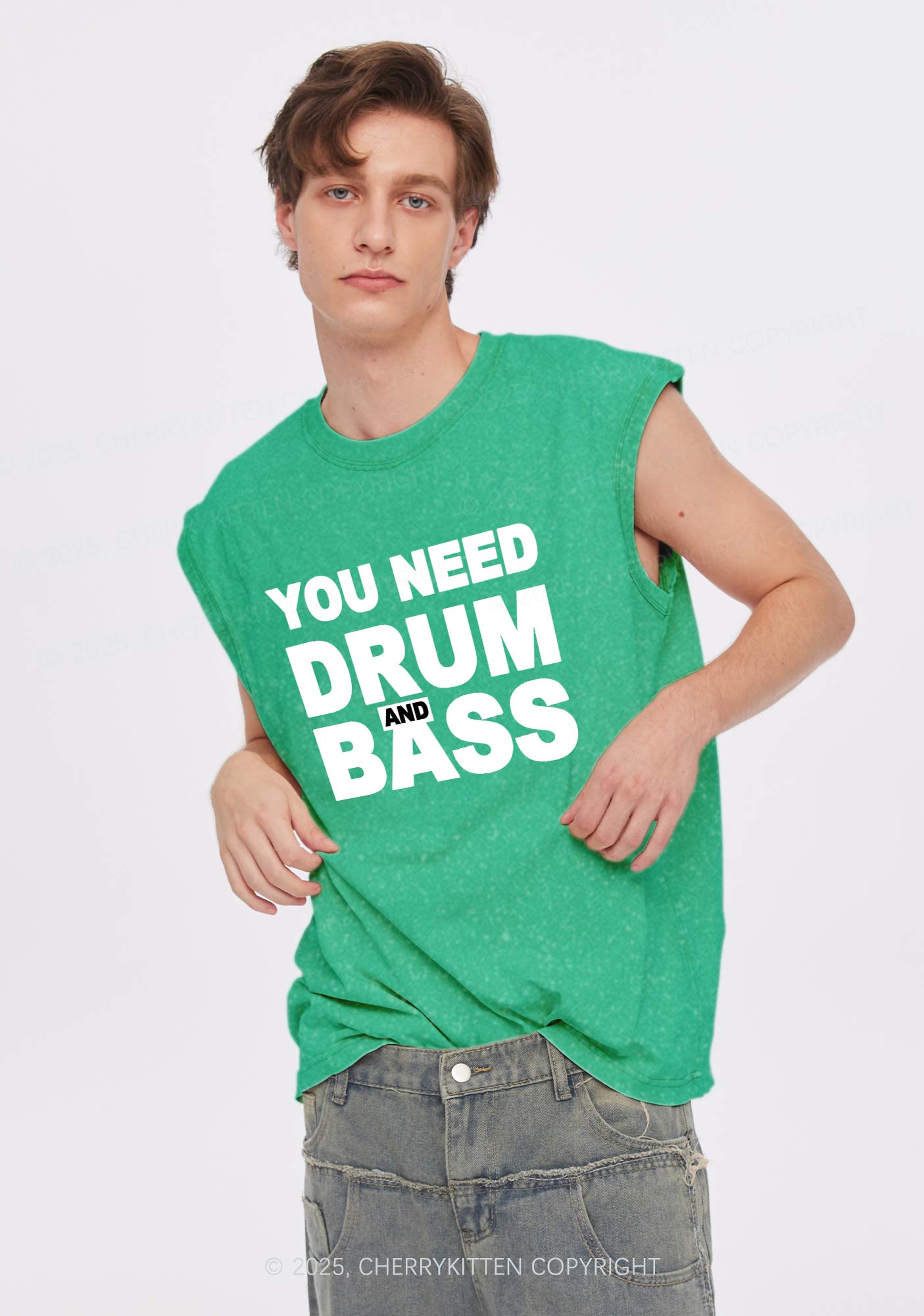 Need Drum And Bass Y2K Washed Muscle Tank Cherrykitten