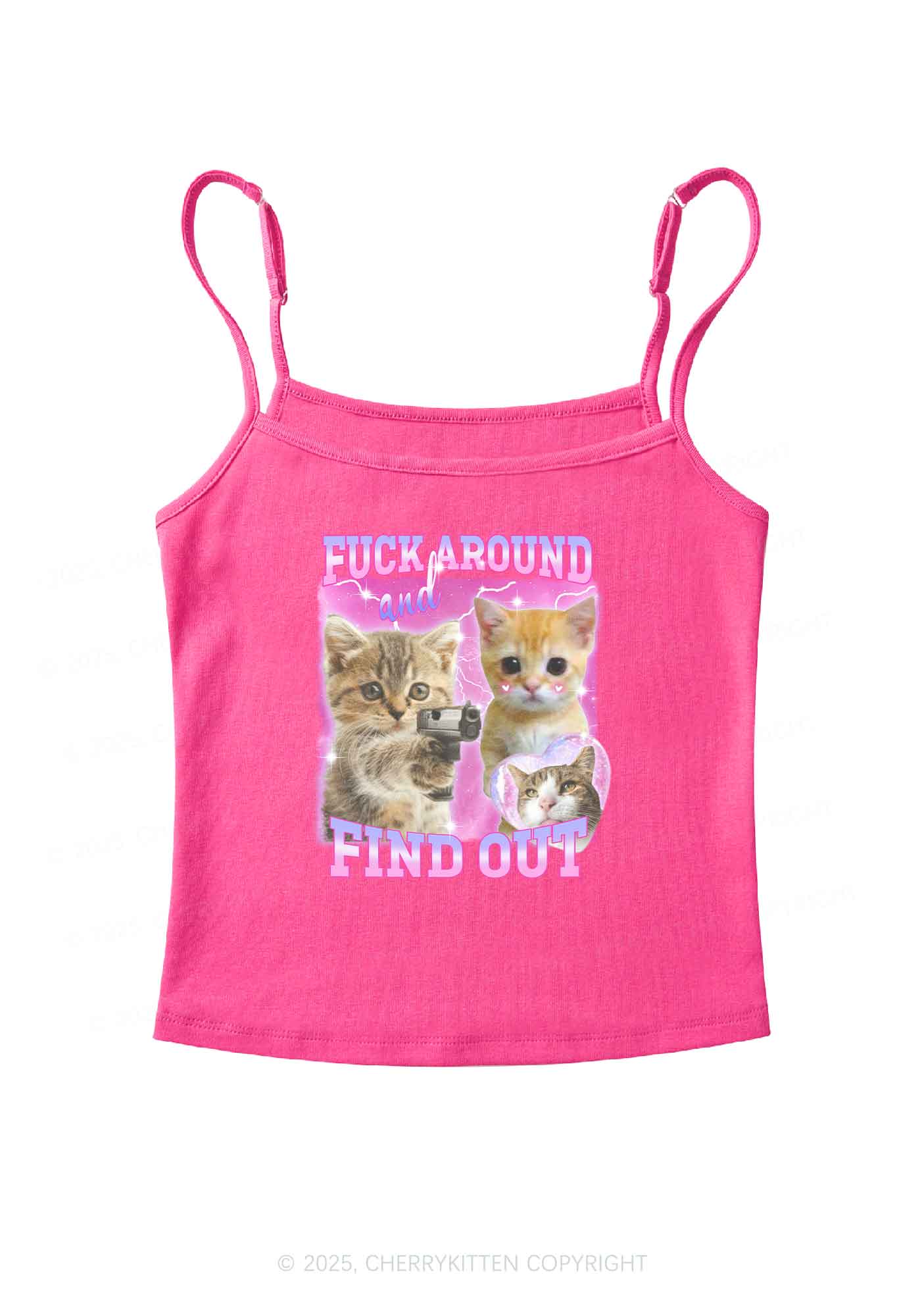 Fxxk Around Cats Y2K Spaghetti Strap Cami Cherrykitten