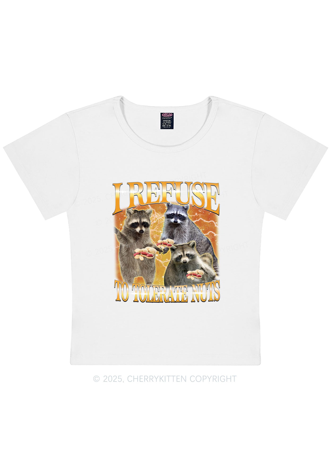 Retro Raccoon Nuts Y2K Baby Tee Cherrykitten