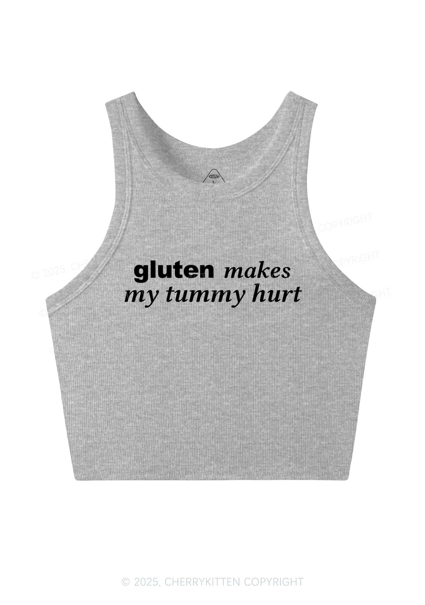 Gluten Makes Tummy Hurt Y2K Crop Tank Top Cherrykitten